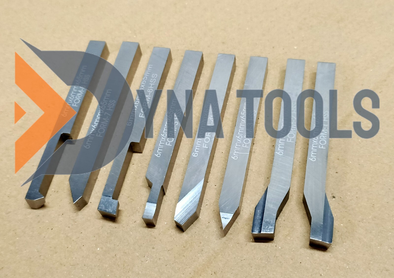 6mm x 65mm HSS Lathe Form Tools Set Of 8 Pieces Square Shank Pre-Formed Tools