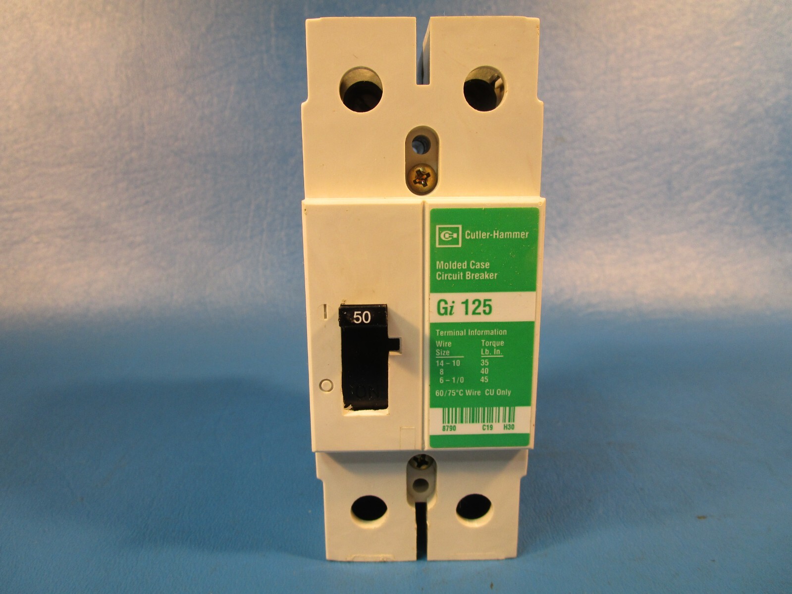 Cutler Hammer GI2050G7, Circuit Breaker, 240 VAC, 2 Pole, 50 A, DIN Rail Eaton