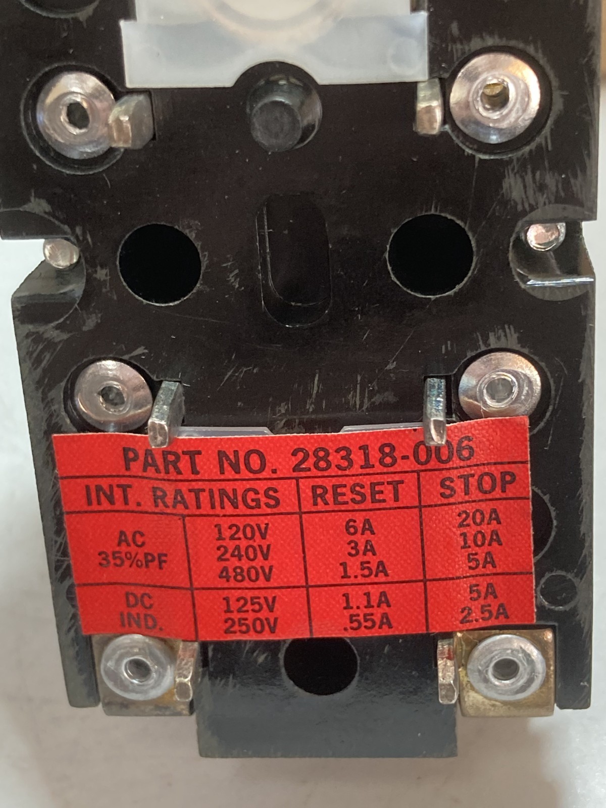 HUBBELL 28318-006 PUSHBUTTON INSERT PLUG-IN SINGLE SPEED PG6 NIB