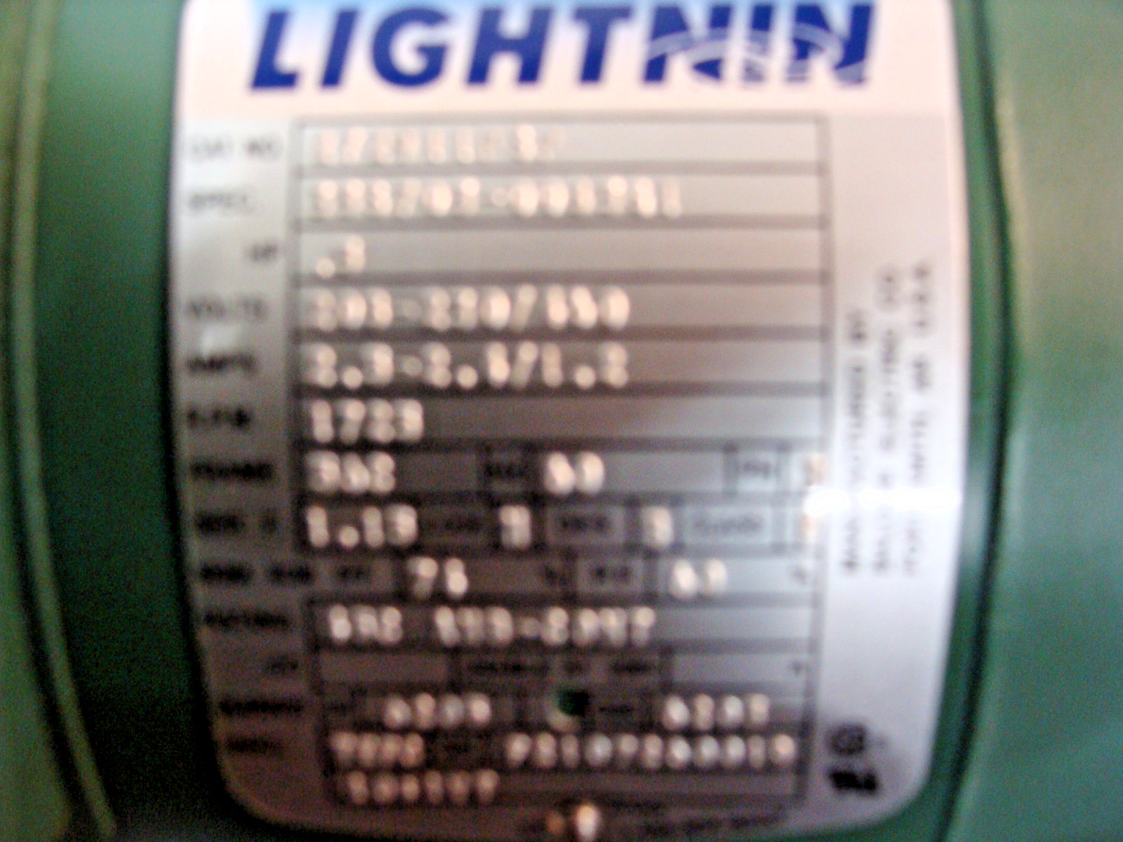 BALDOR 272911 PSP LIGHTNIN SPXFLOW MOTOR 1/2 HP 208-230/460 1725 RPM