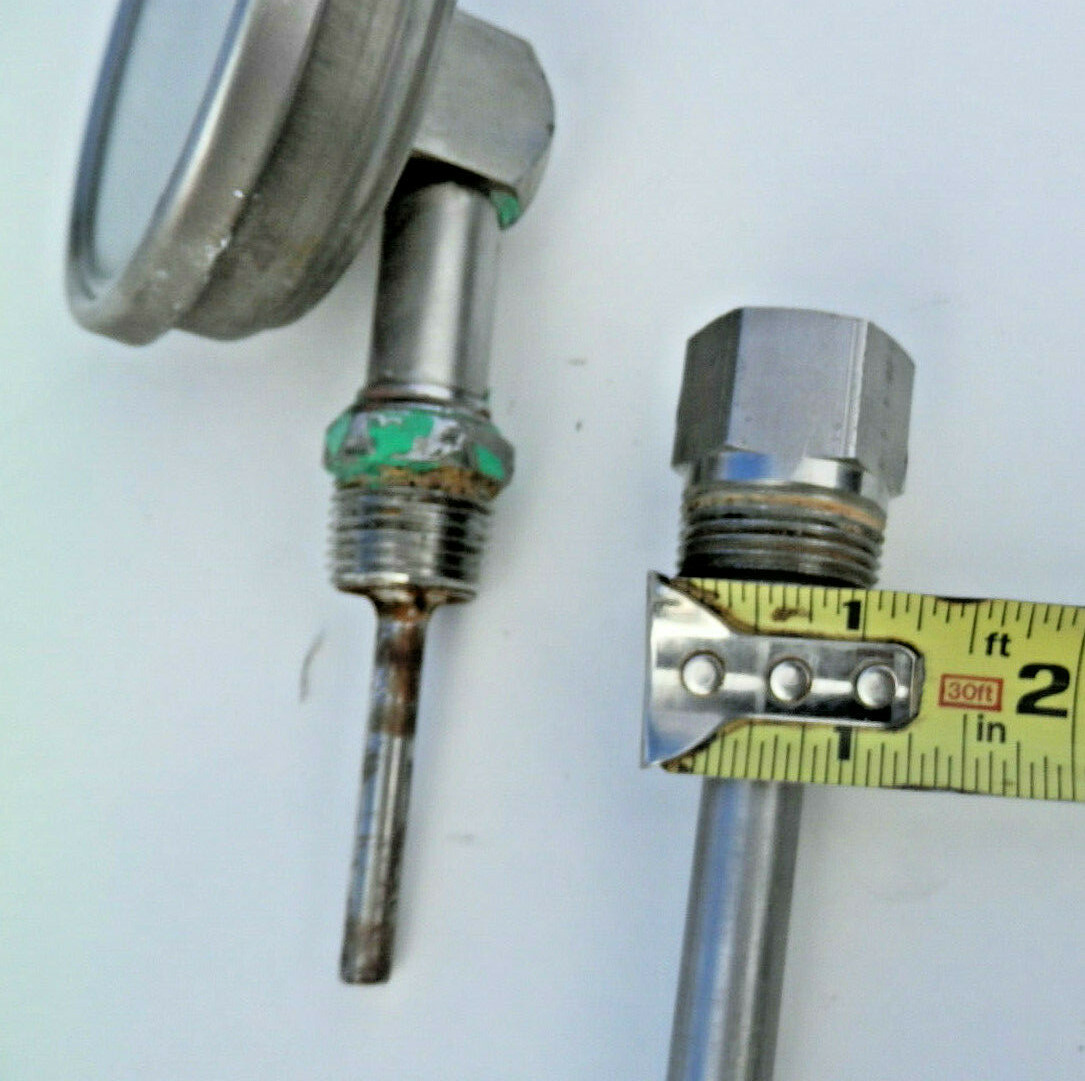 Used Trend 3″ temp Gauge 0-250 F & 6″ 302 SS Thermowell