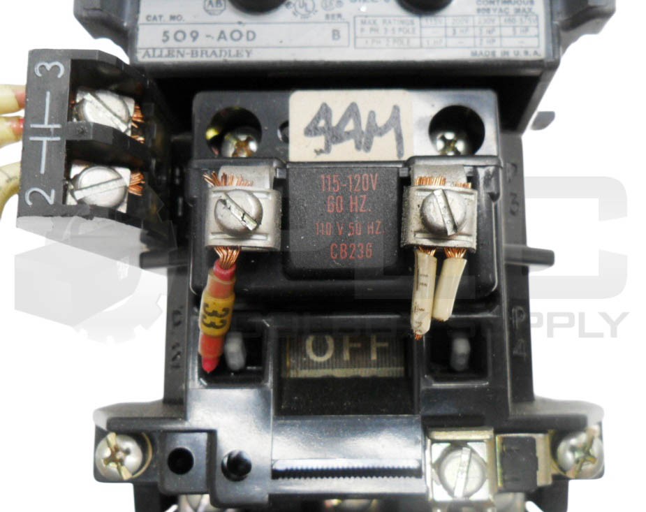 ALLEN BRADLEY 509-AOD /B CONTACTOR W/ CB236 W/ 42185-800-01 W/ 595-A /B *READ*