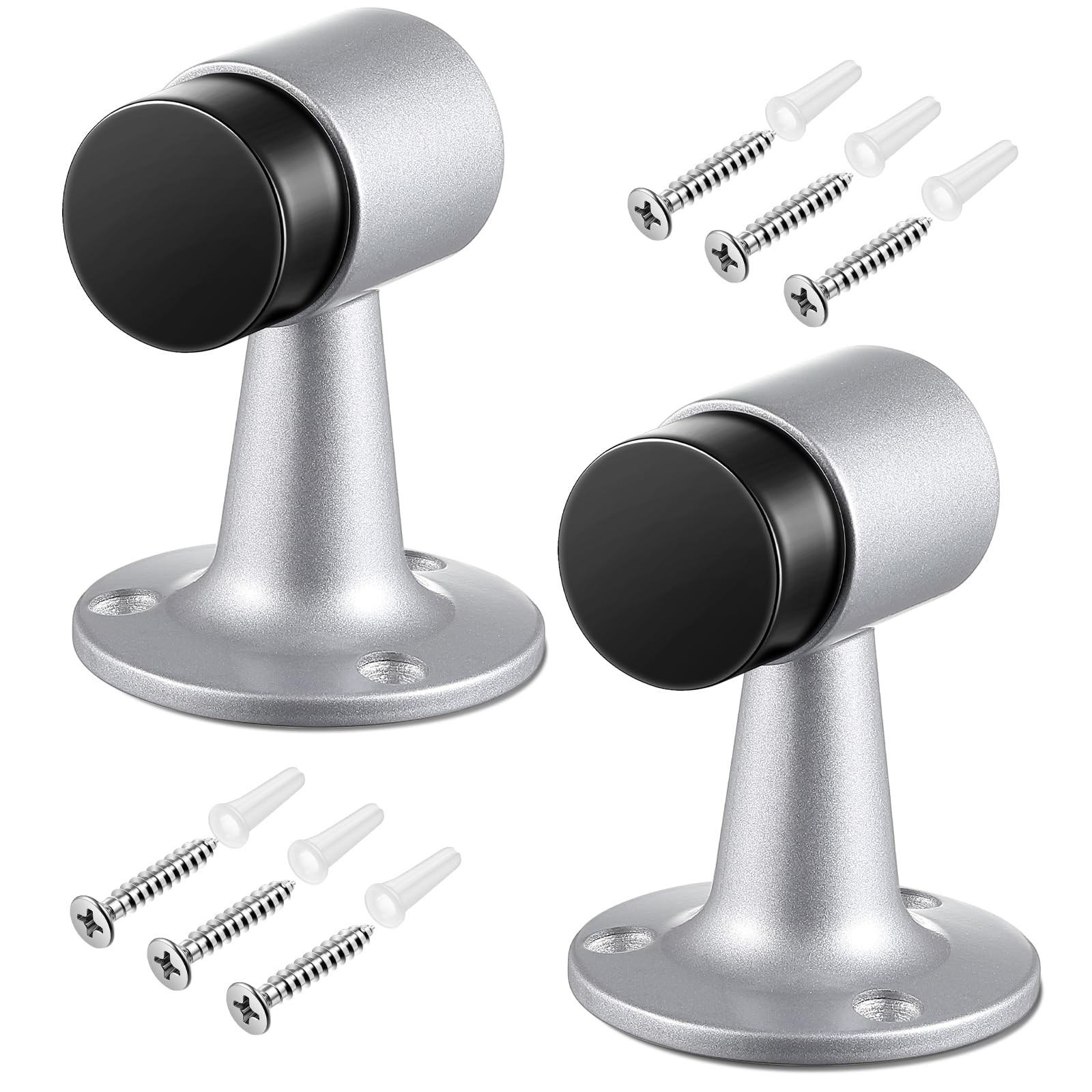 Yaocom 2 Pack Heavy Duty Floor Mounted Door Stop 3 in Aluminum Commercial Grade