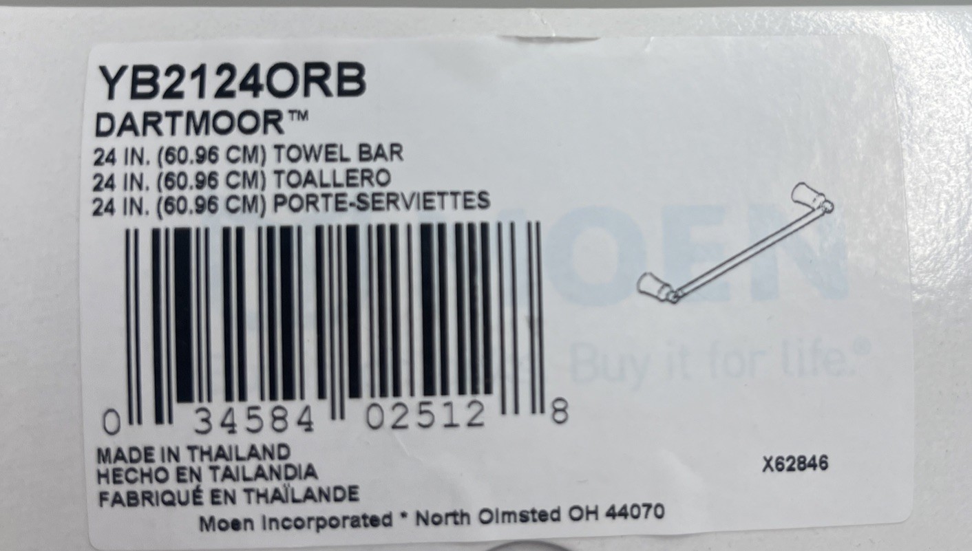 Moen YB2124ORB Dartmoor 24 In. Towel Bar In Oil Rubbed Bronze