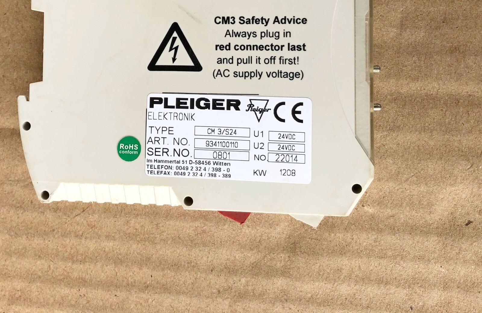 PLEIGER CM3/S24 CONTROL MODULE CM3S24 9341100110