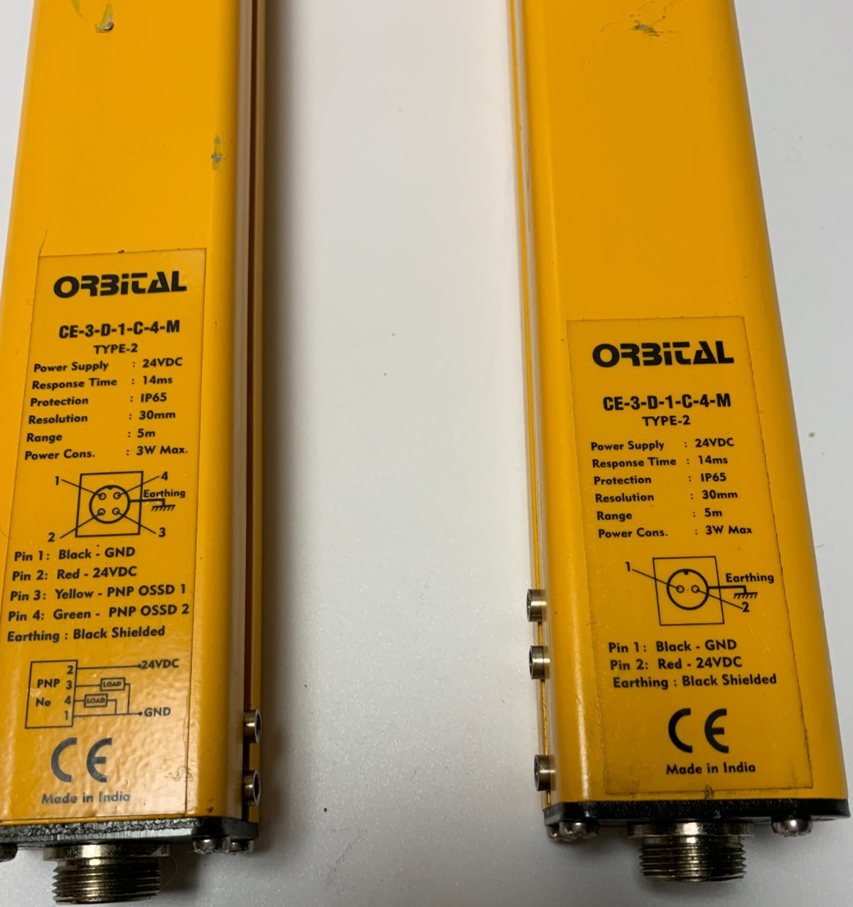 Nice! Orbital CE-3-D-1-C-4-M Safety Light Curtain Set – Emitter and Receiver