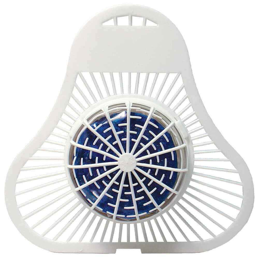 12 Pack Plastic Urinal Screens with Block, White w/ Blue Block, Cherry Scent