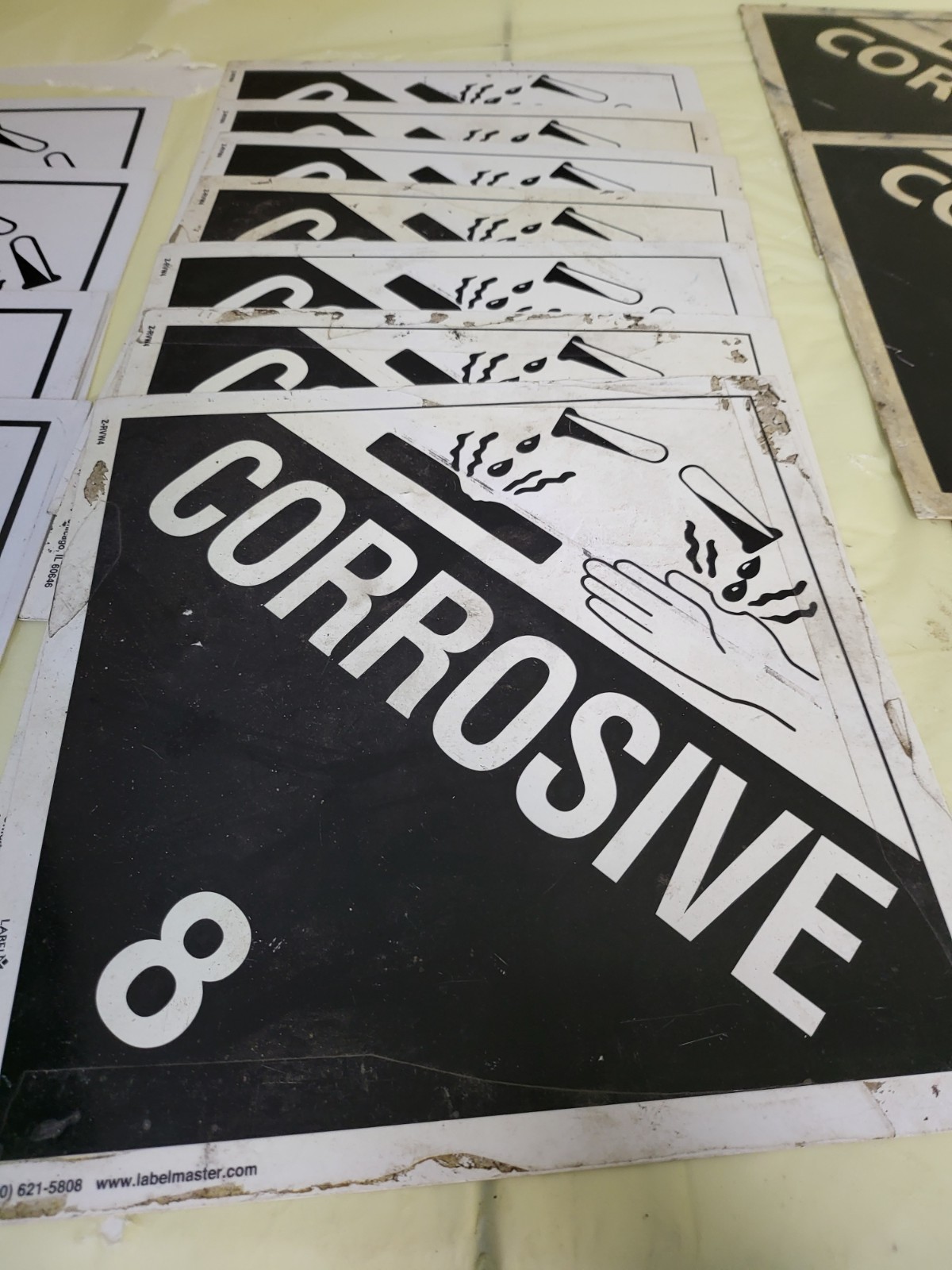 13 Hazardous Material WORDED Placard Class 8 Corrosive NMC BRADY LabelMaster P