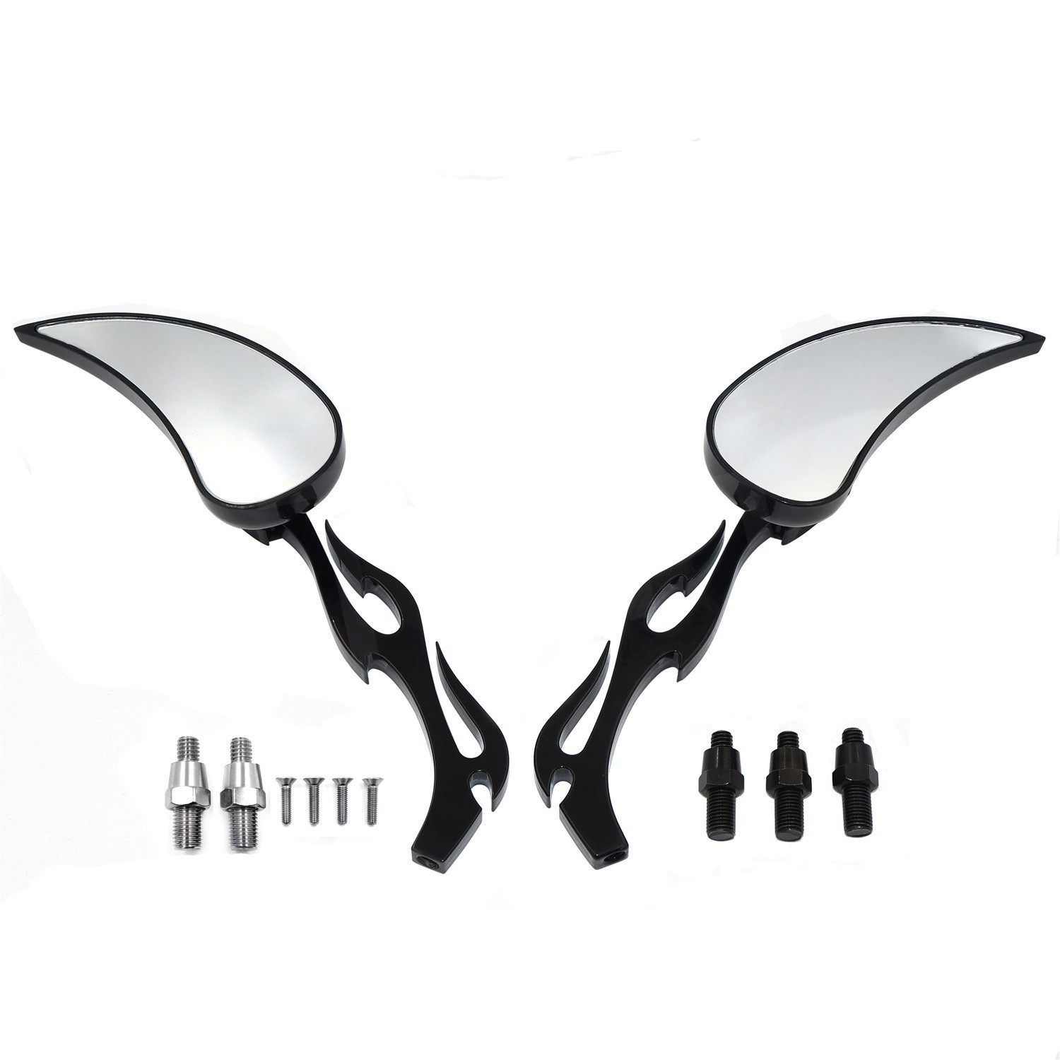 Black Teardrop Mirror For Yamaha Cruiser Royal Star Road Star V-Star Max Warrior