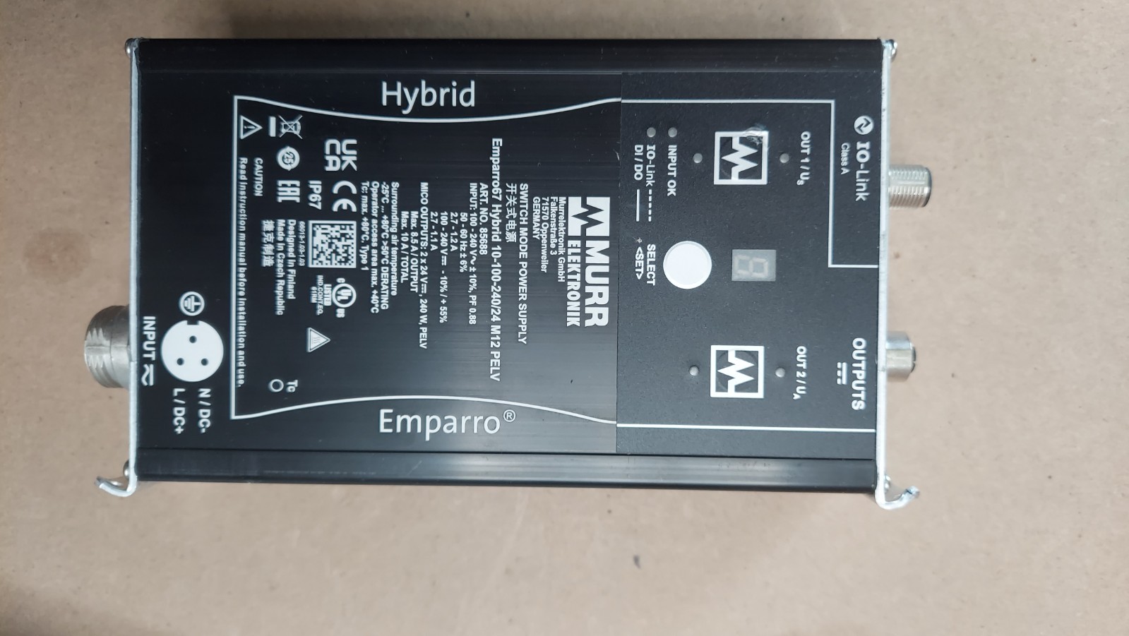 New Murr Elektronik 85688 Emparro67 Hybrid 10-100-240/24 M12 PELV Power Supply