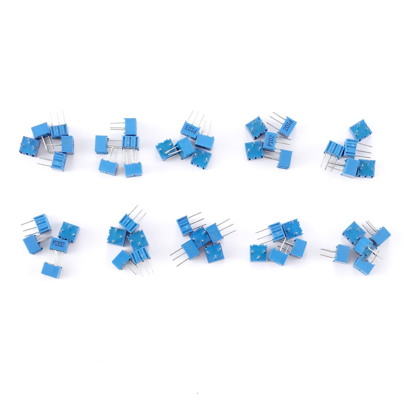 50PCS 3362P Single Turn Trimmer Potentiometer Assortment Kit 100 500 1K 2K 5K…