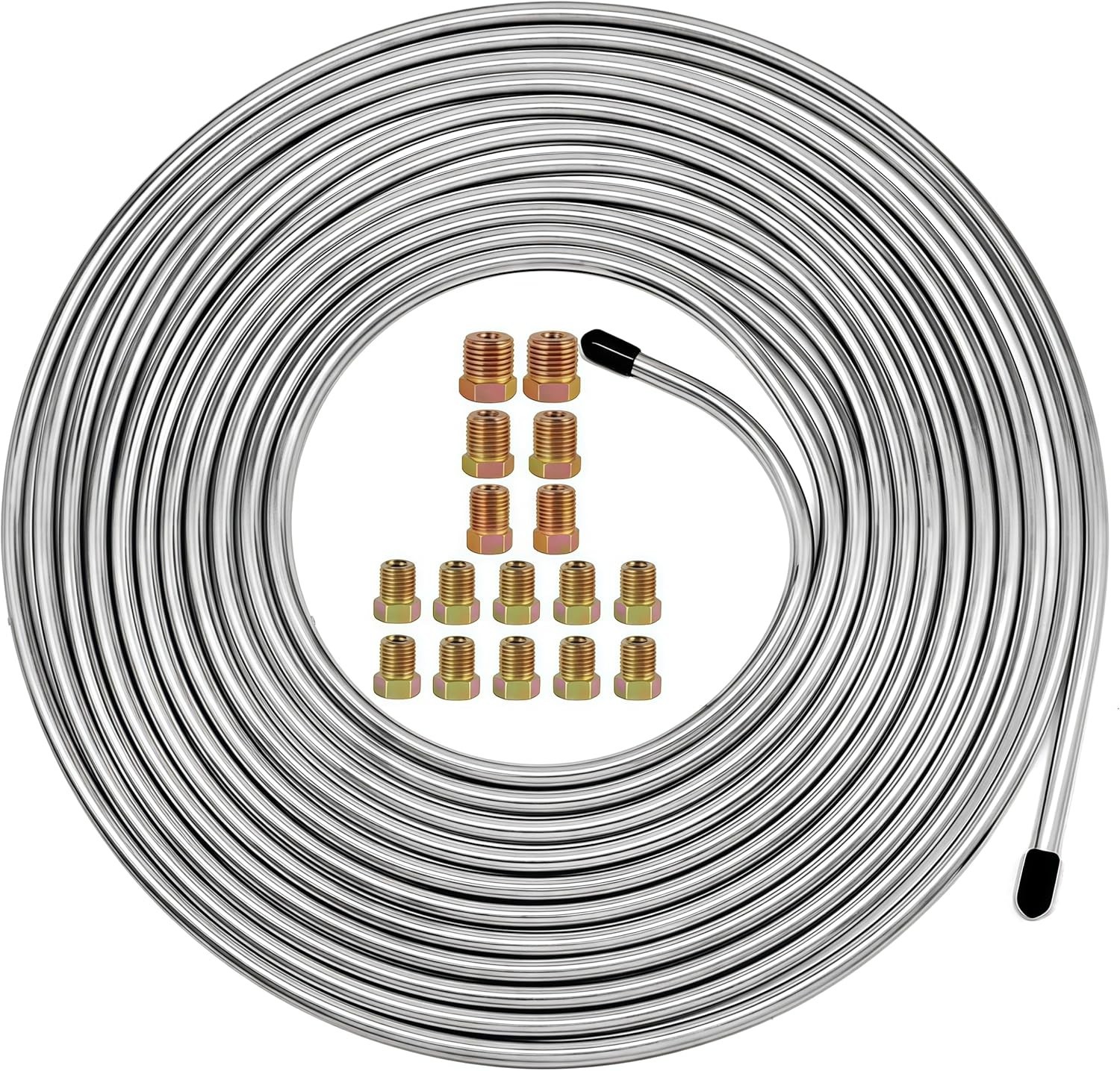 3/16″ Stainless Steel Brake Line Kit – 25 Feet Heavy-Duty & Rust-Proof Brake Tub