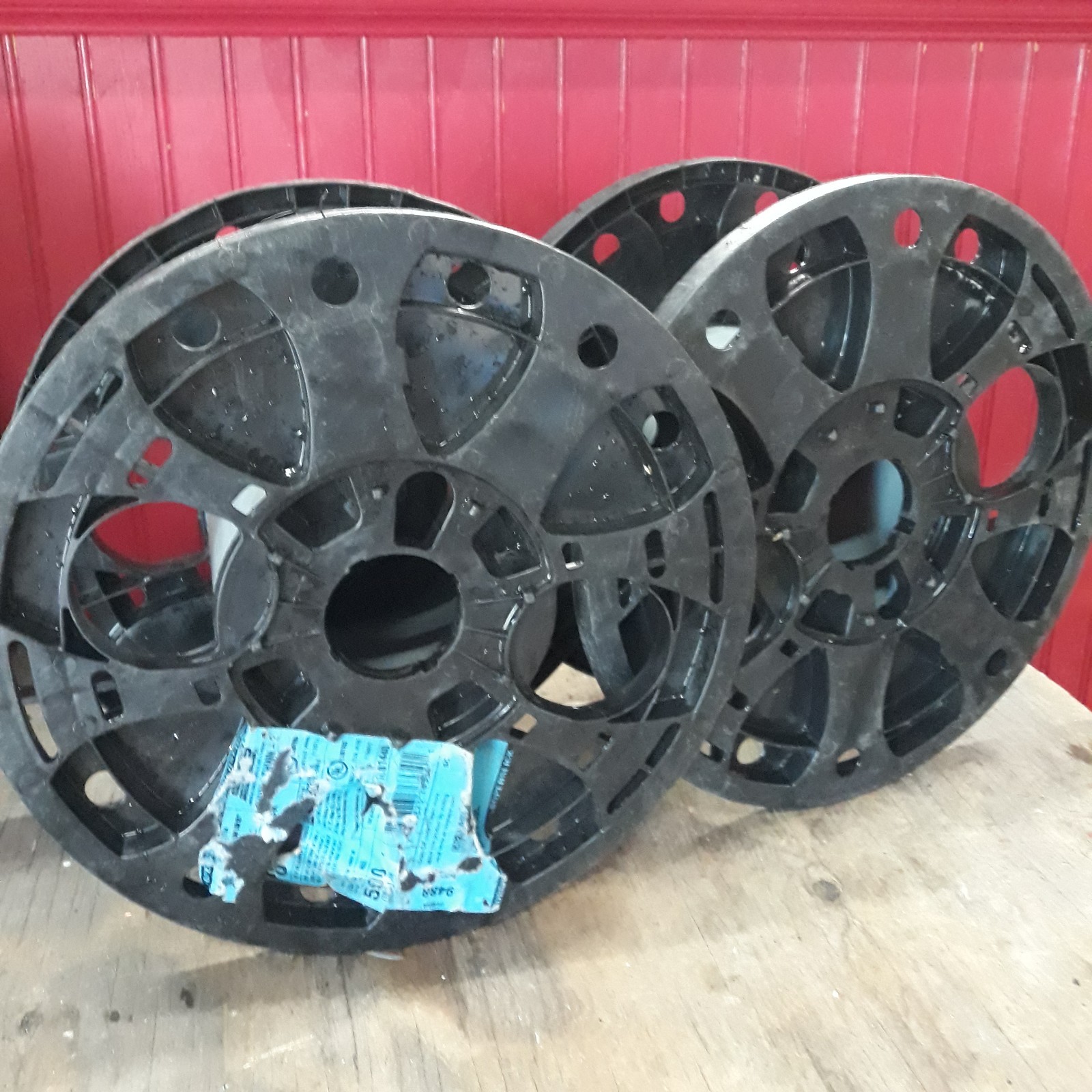 2 Empty Wire Rope Spools 11.75″ OD 5″ ID 5″ Drum Plastic Cable Reel Heavy Duty