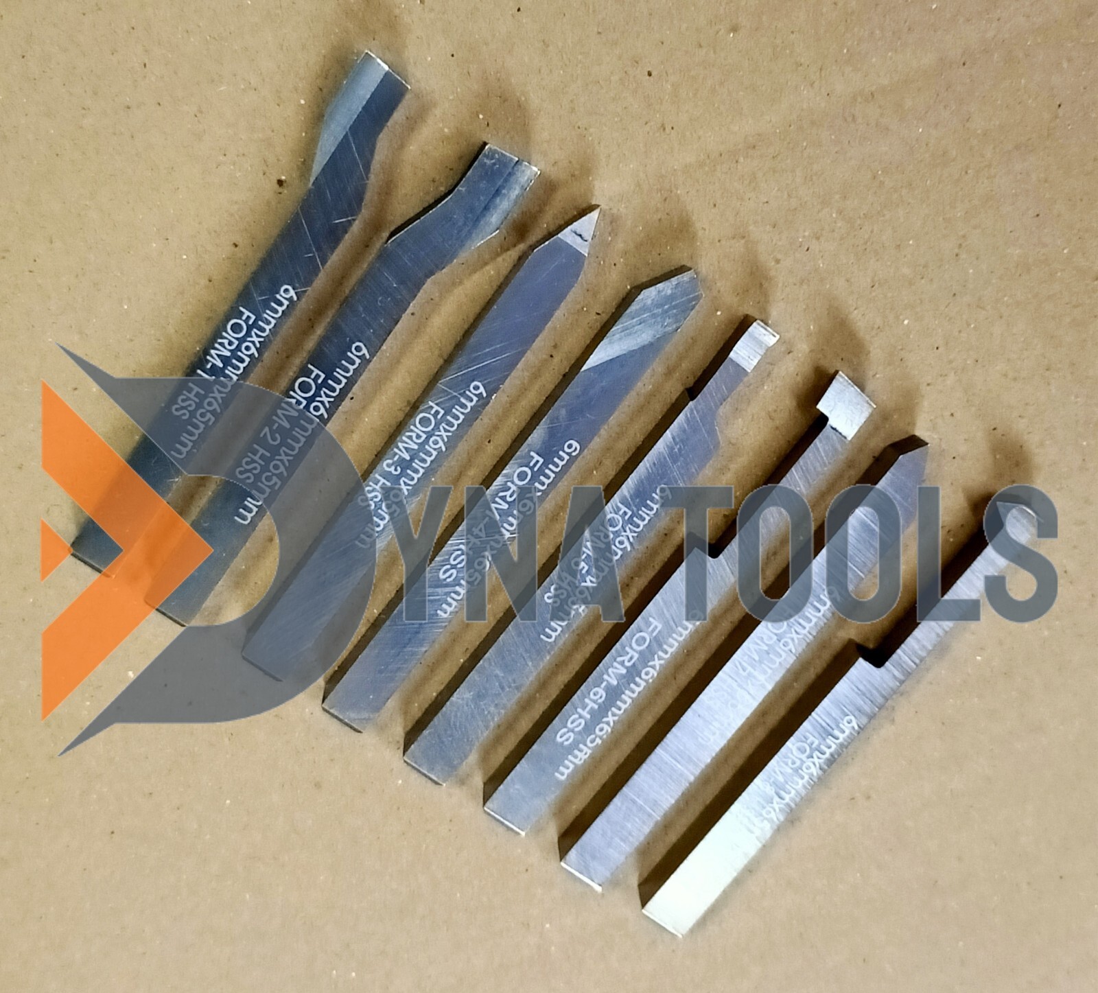 6mm x 65mm HSS Lathe Form Tools Set Of 8 Pieces Square Shank Pre-Formed Tools