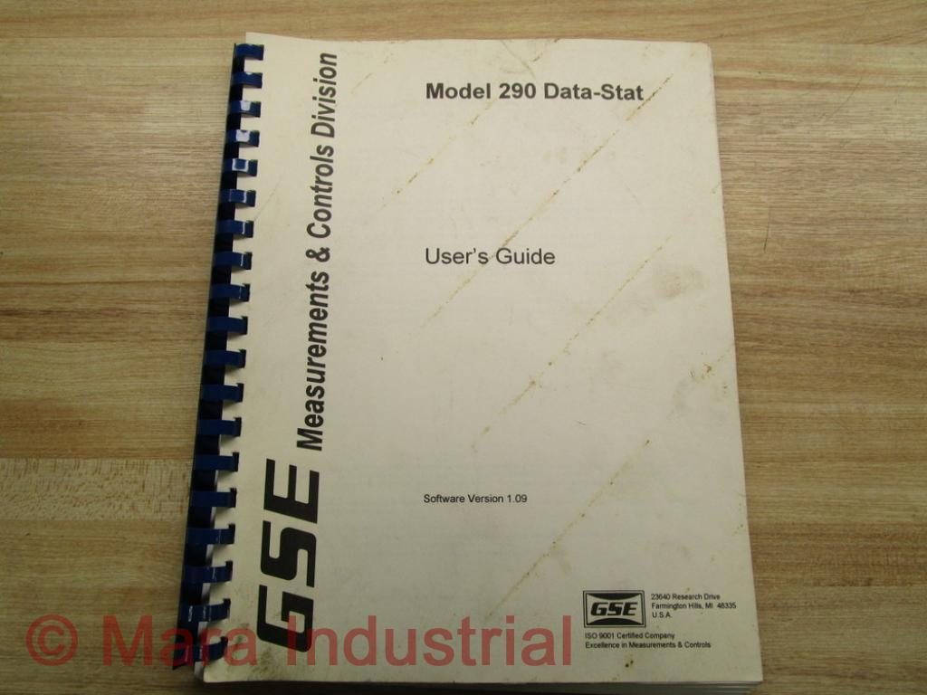 GSE 39-20-32587 User’s Guide For Model 290 Data-Stat