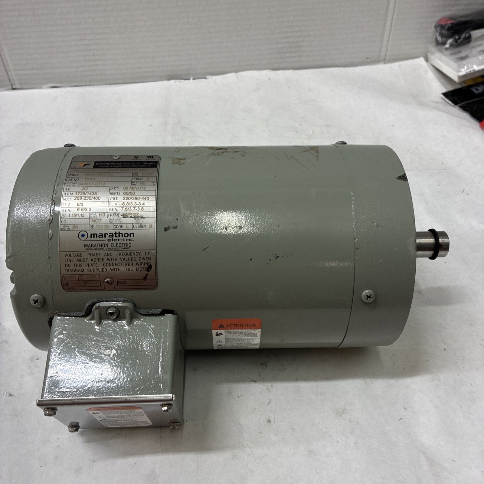 MARATHON ELECTRIC 2HP 208-230/460V MOTOR 5K49ZN8314C