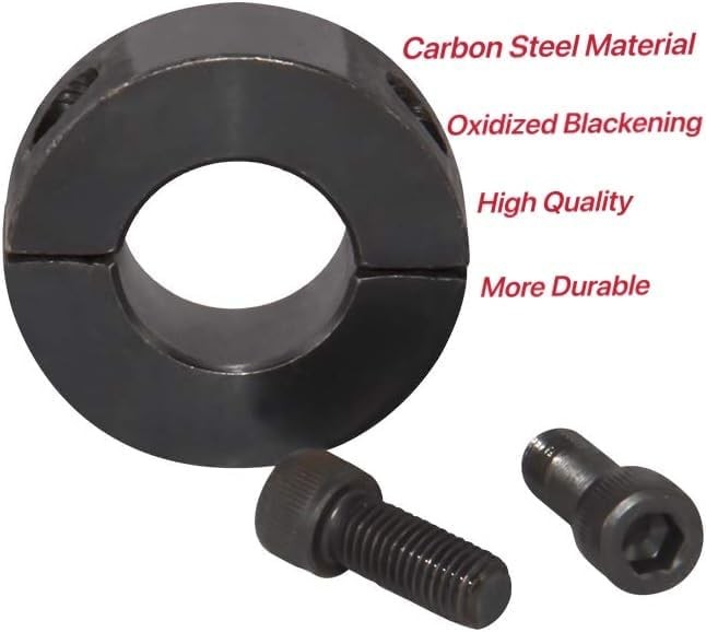 AZSSMUK 5/8″ Bore Double Split Clamp-On Shaft Collars of Carbon 5/8, Black