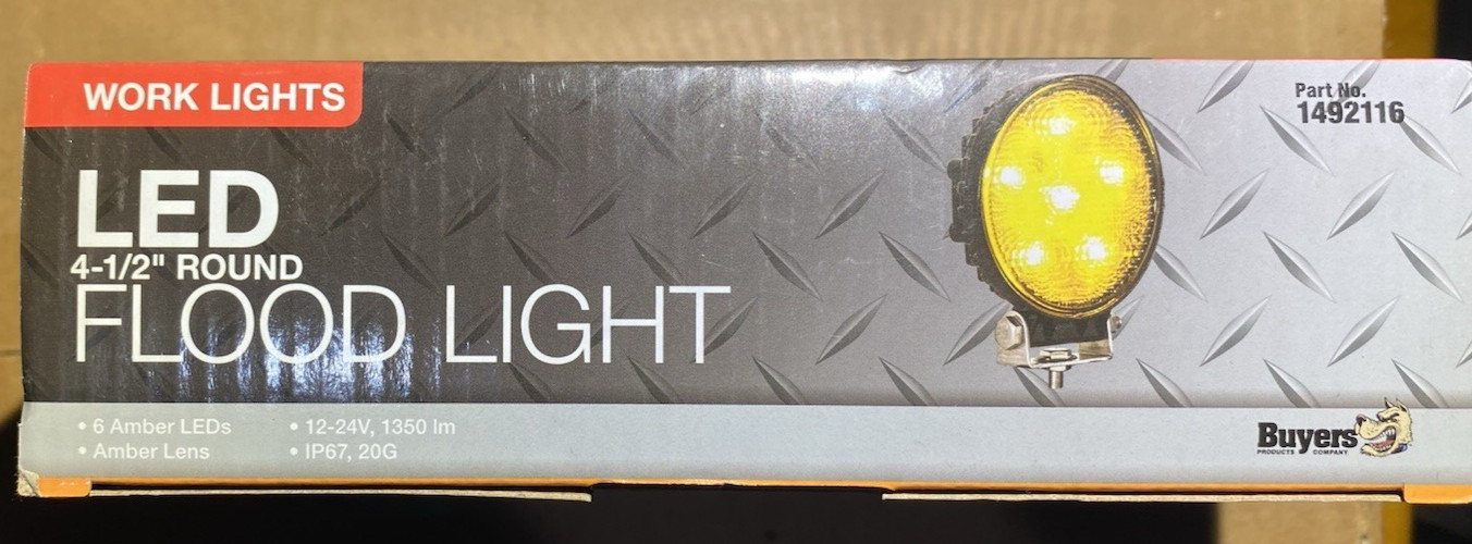 Buyers Products 1492116 4.5 Inch LED Flood Light Salt Light Amber (12-24v)