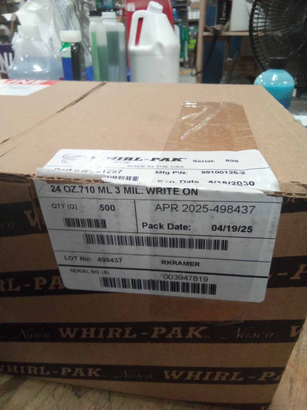 (QTY 500) Whirl-Pak B01297 Sampling Bag Polyethylene 24 Oz. 3 mil Thick, 573