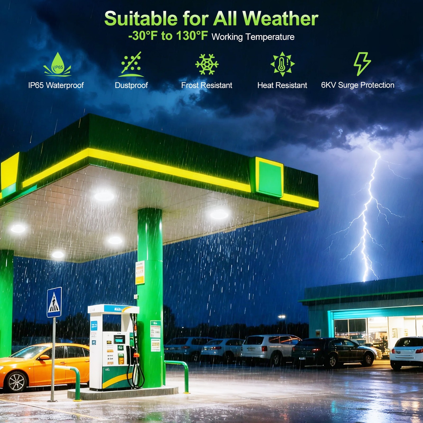 100W LED Canopy Light Commercial Gas Station Light IP65 13,500LM 4500/5000/5700K