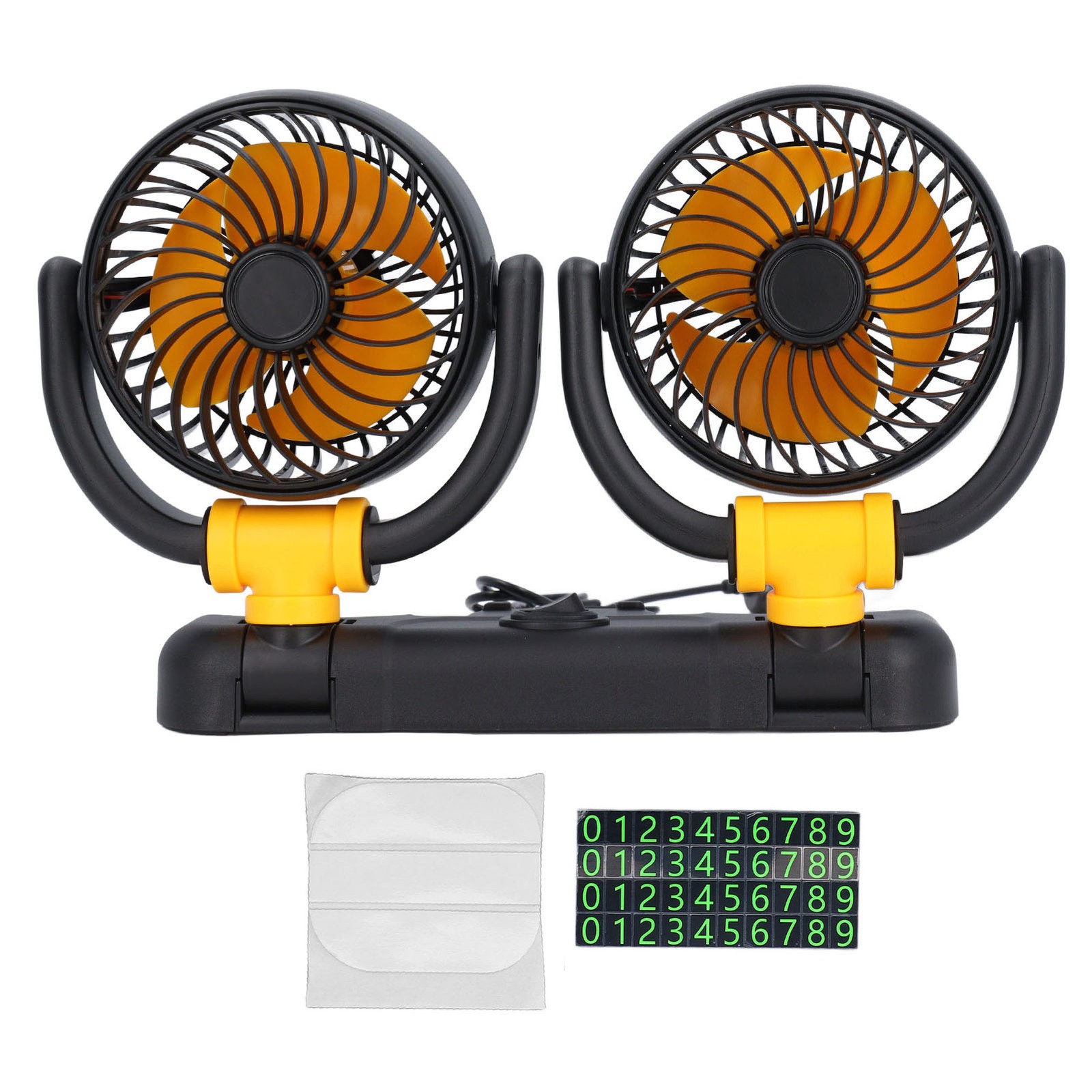 DC12V Dual Head Car Fan Adjustable 2 Speed 360° Rotation Dashboard Mount f3w2