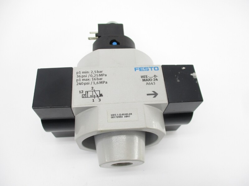FESTO HEE-1-D-MAXI-24 00172953 SER. A841 21.6-26.4V 240PSI UNMP