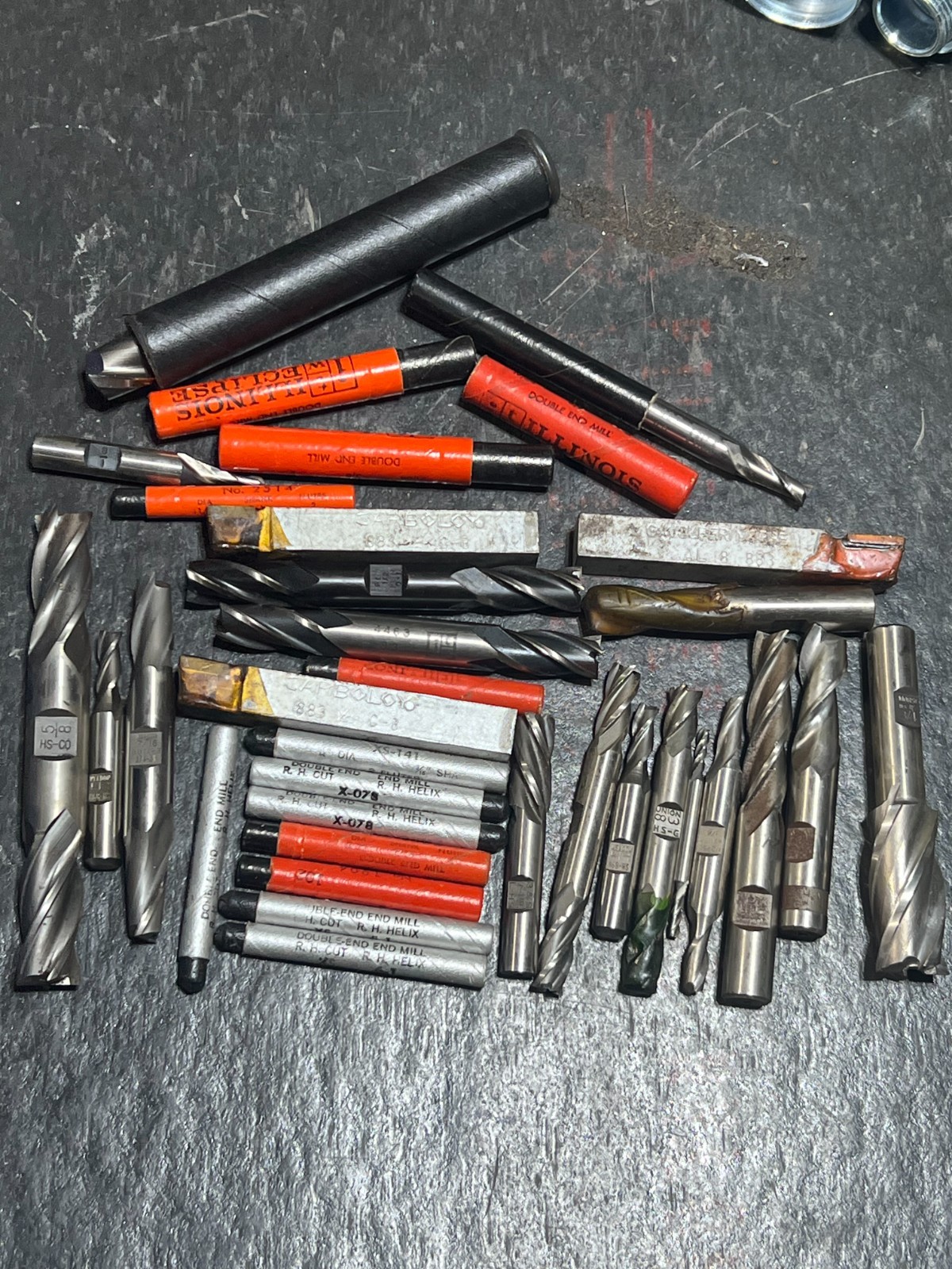 lot of 30+ endmills used double ended weldon nos and used machining osg