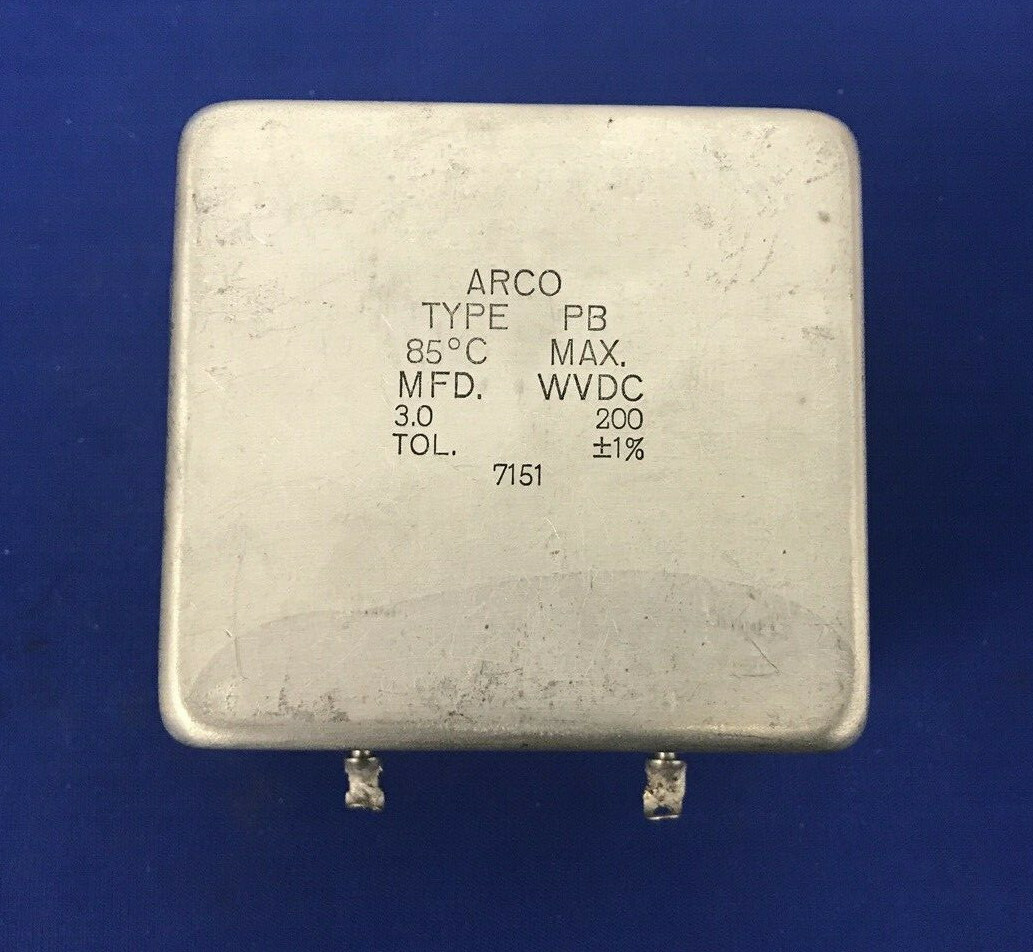 ARCO PB VINTAGE CAPACITOR TYPE PB 85C MAX 200WVDC 3.0MFD