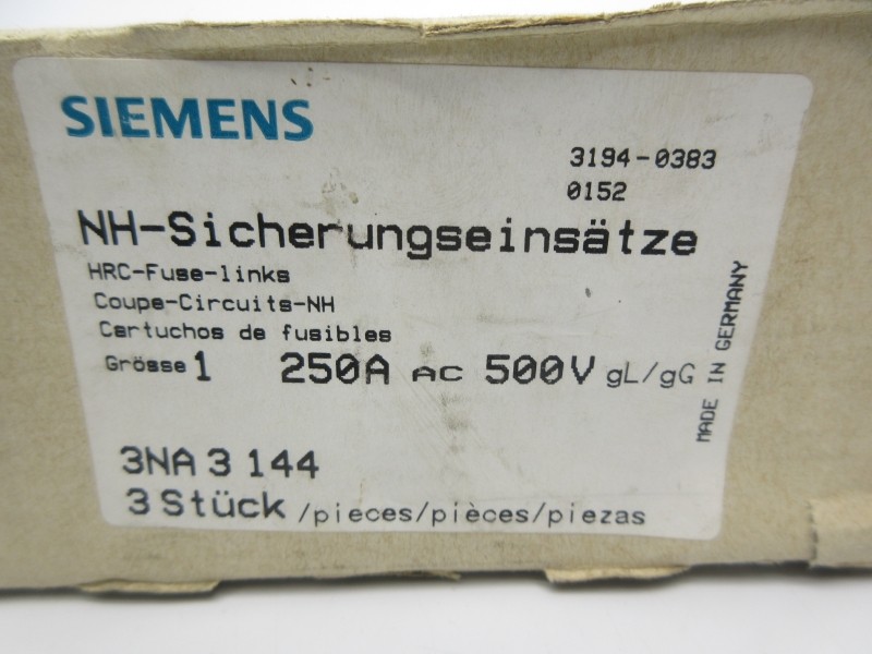 SIEMENS 3NA3144 500V 250A (PKG OF 3) NSMP