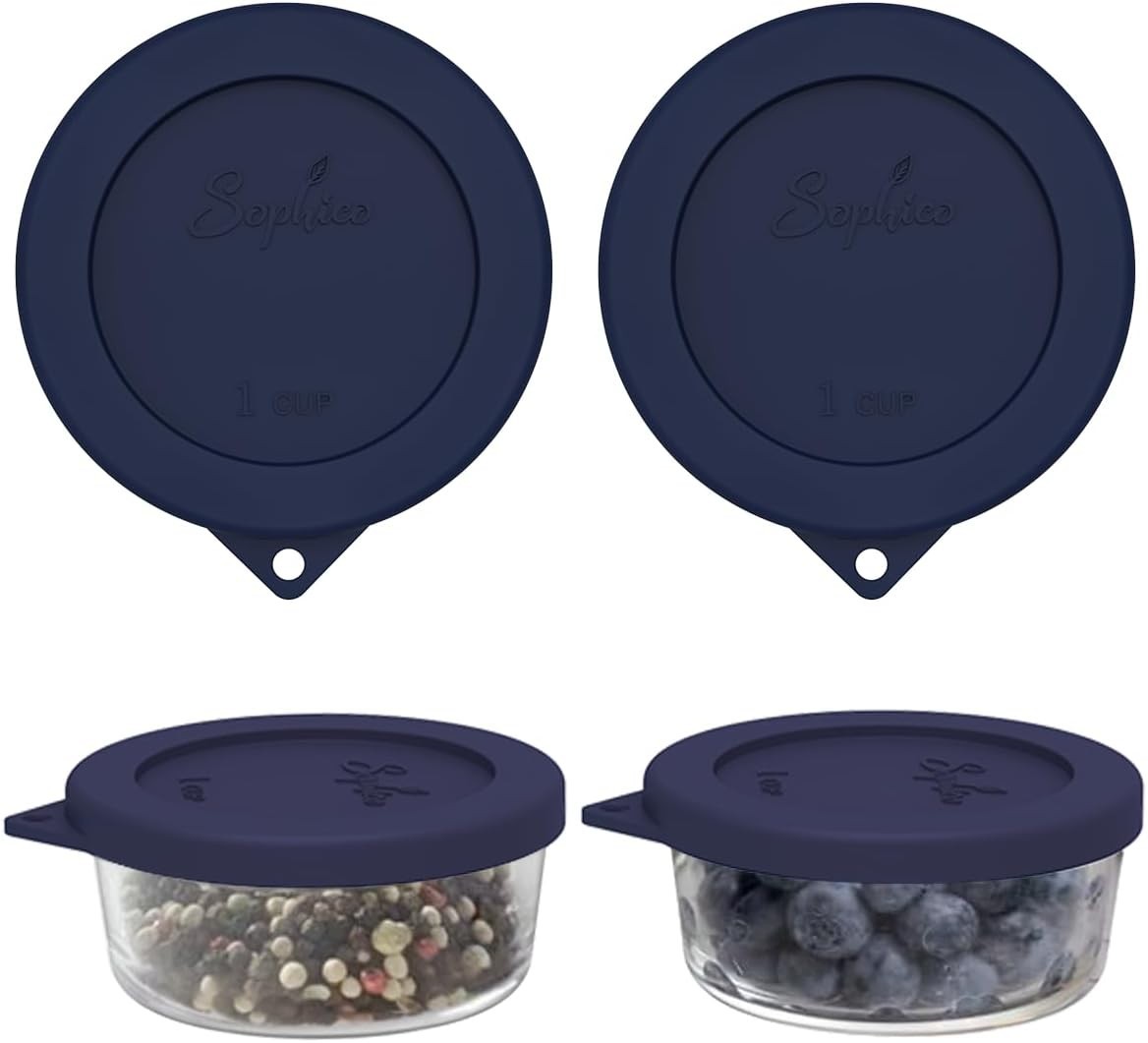 1 Cup Round Silicone Storage Cover Lids Replacement for Anchor Hocking and Pyrex