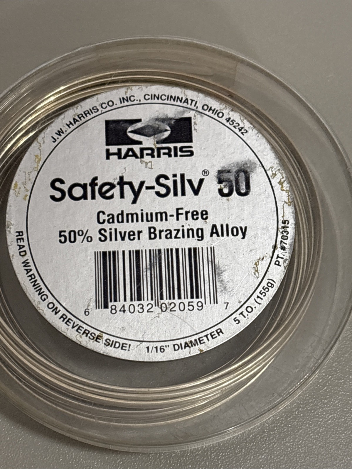 Harris 70315 Safety-Silv 50 High Silver Brazing Alloy Wire 1/16 Inch 5 Troy Oz
