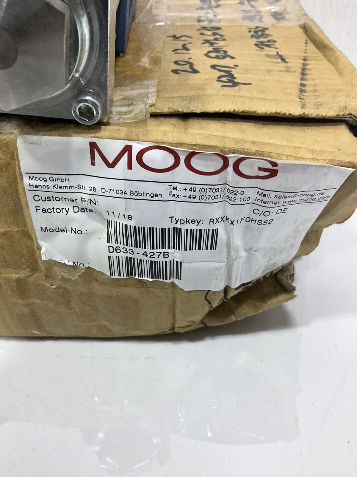 MOOG D633-427B , Type: RXXKX1F0HSS2 , Rev: H