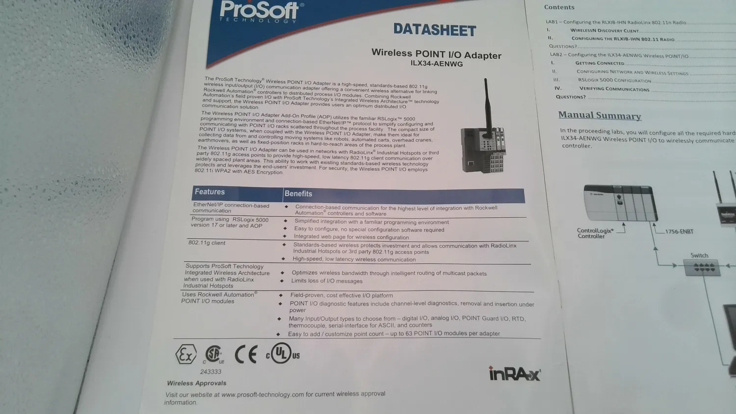 PROSOFT ILX34-AENWG WIRELESS POINT I/O TRAINING MANUAL