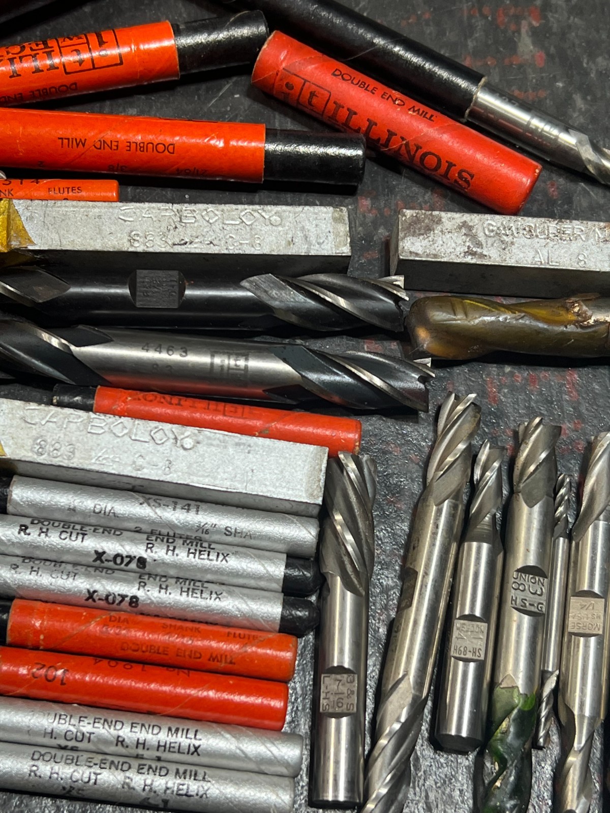 lot of 30+ endmills used double ended weldon nos and used machining osg