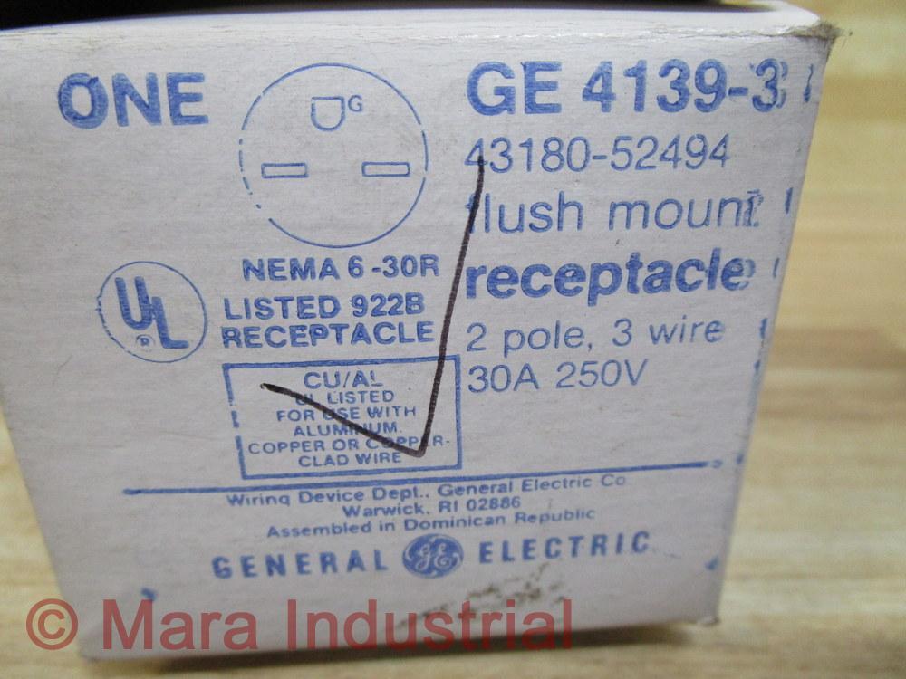 General Electric 43180-52494 GE Receptacle 4139-3
