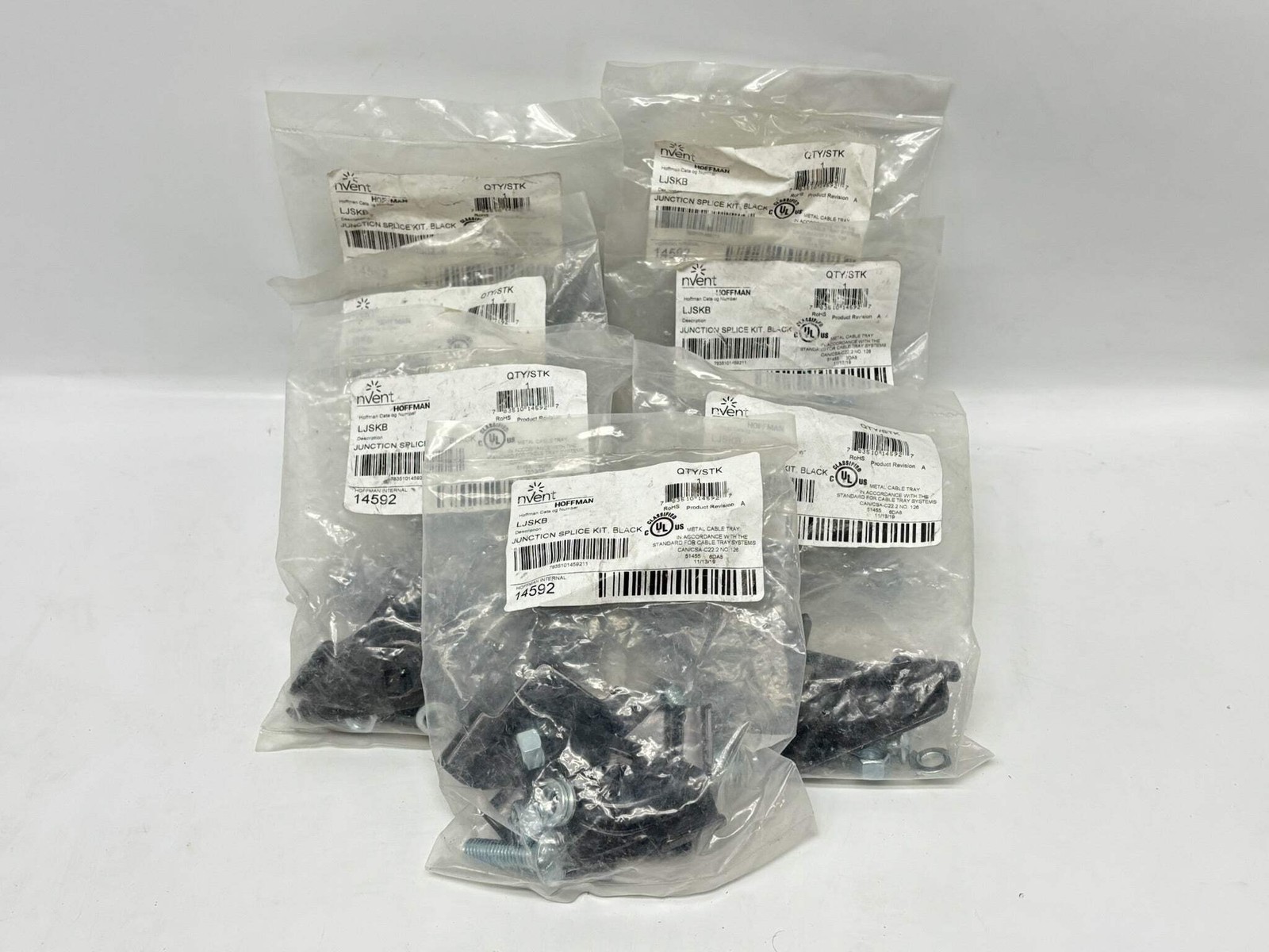 7PK nVent Hoffman LJSKB Black Steel Junction Splice Kit for Ladder Rack
