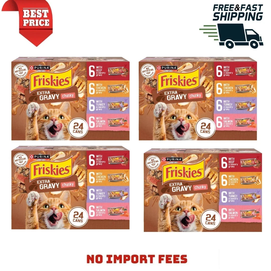 Purina Friskies Extra Gravy Wet Cat Food Chunky 24ct Variety Pack, 5.5 oz. Cans