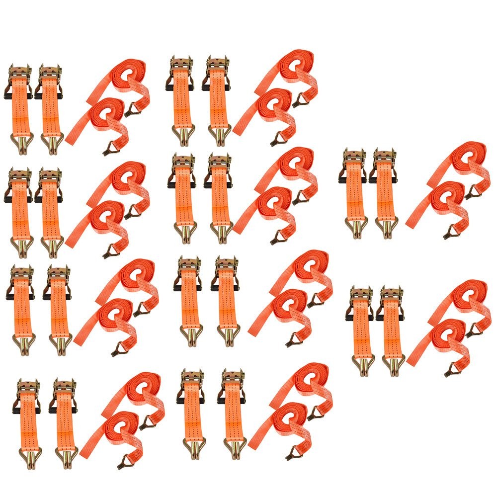 20 Pack 1.5″ inch x 15′ Ft Ratchet Tie Down Cargo Straps J Hooks Heavy Duty