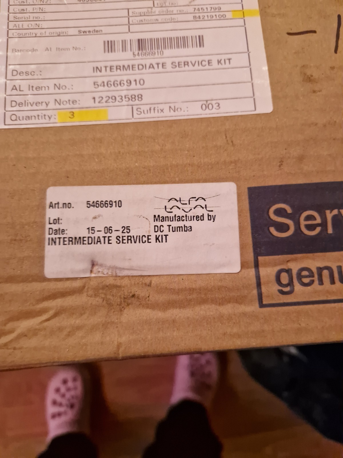 Alfa Laval, Intermediate Service Kit, 54666910. New unopened box.