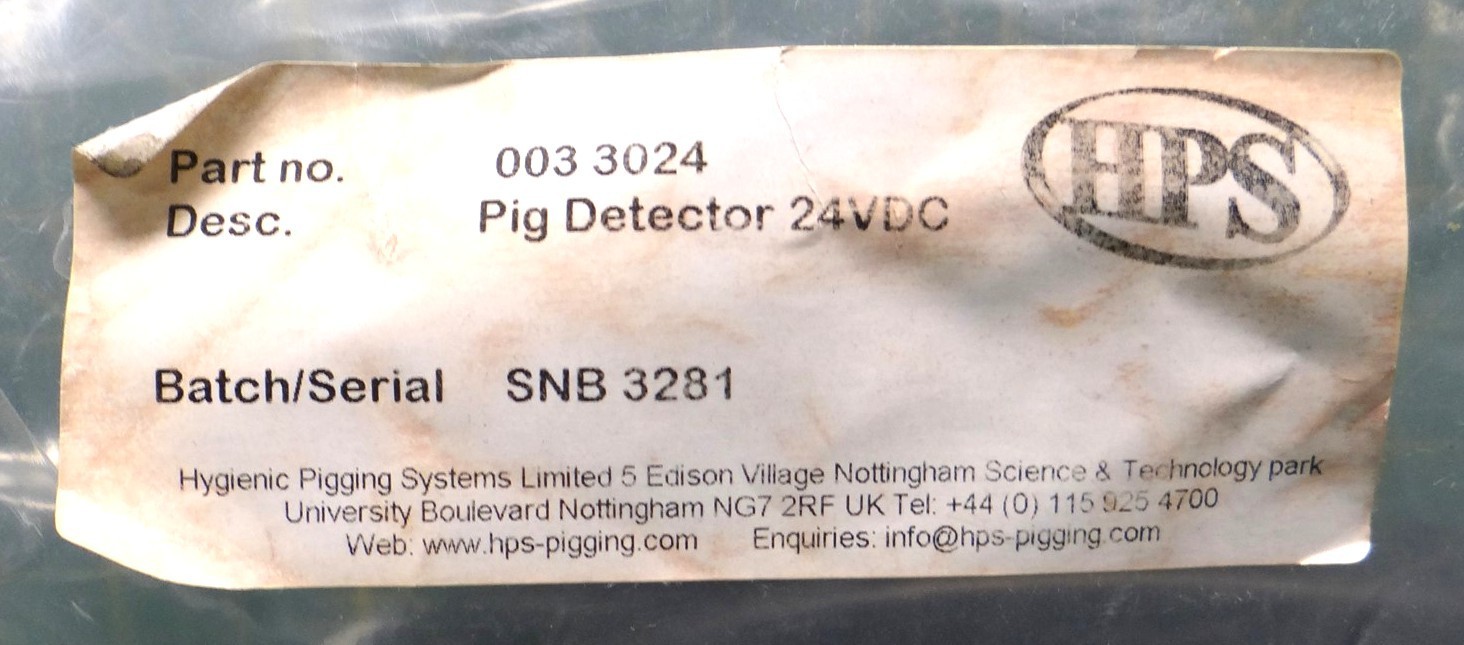 Hygienic Pigging Systems Pipe Cleaning Detector HPS 003-3024 Pig Detector 24VDC