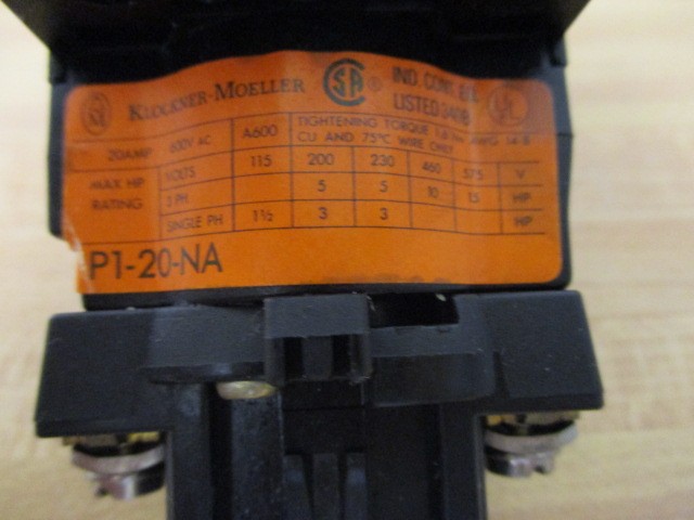 Klockner Moeller P1-20-NA Eaton Disconnect Switch P120NA