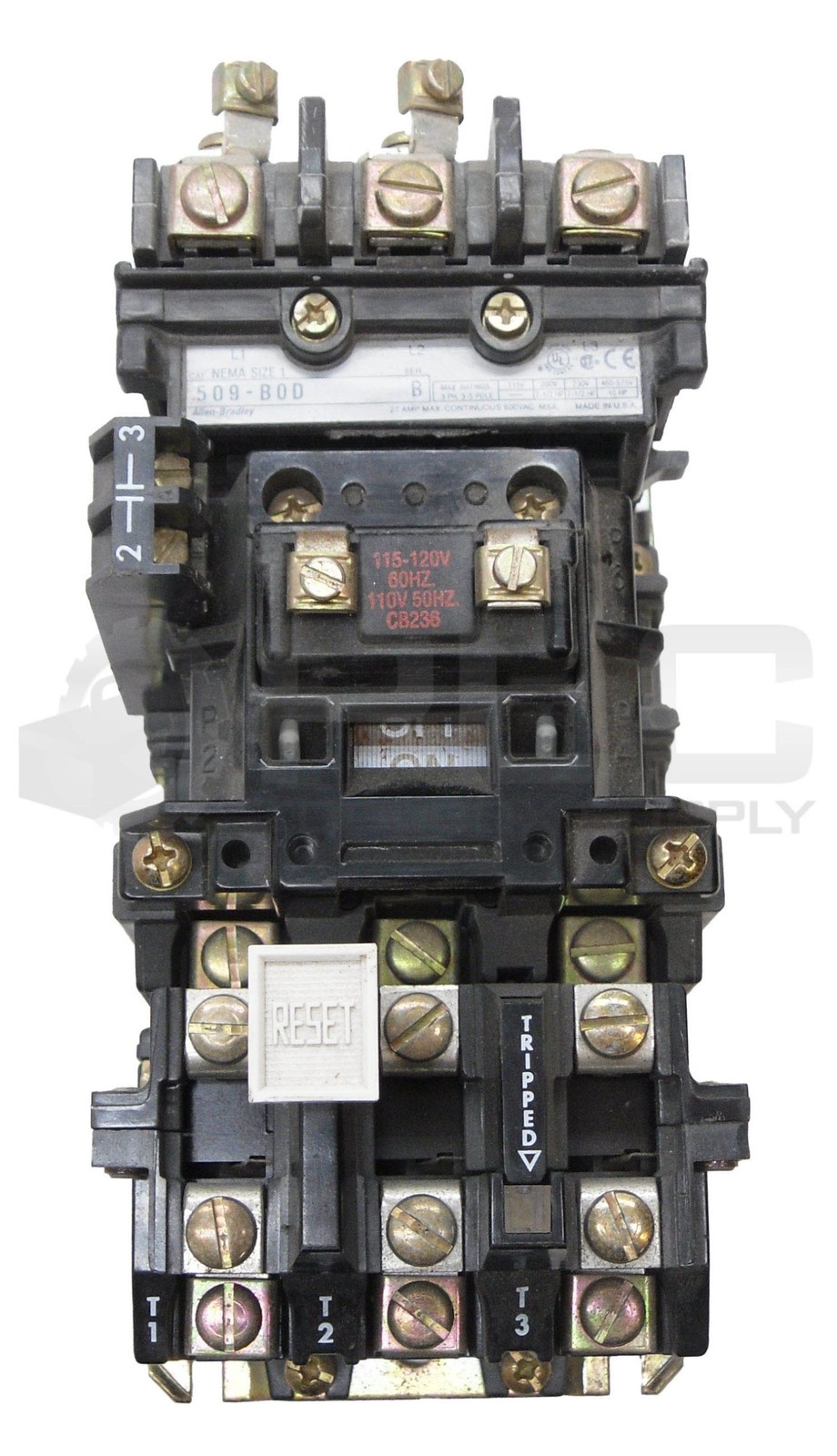 ALLEN BRADLEY 509-B0D /B STARTER W/ CB236 COIL W/ 42185-800-01 W/ 595-A /C