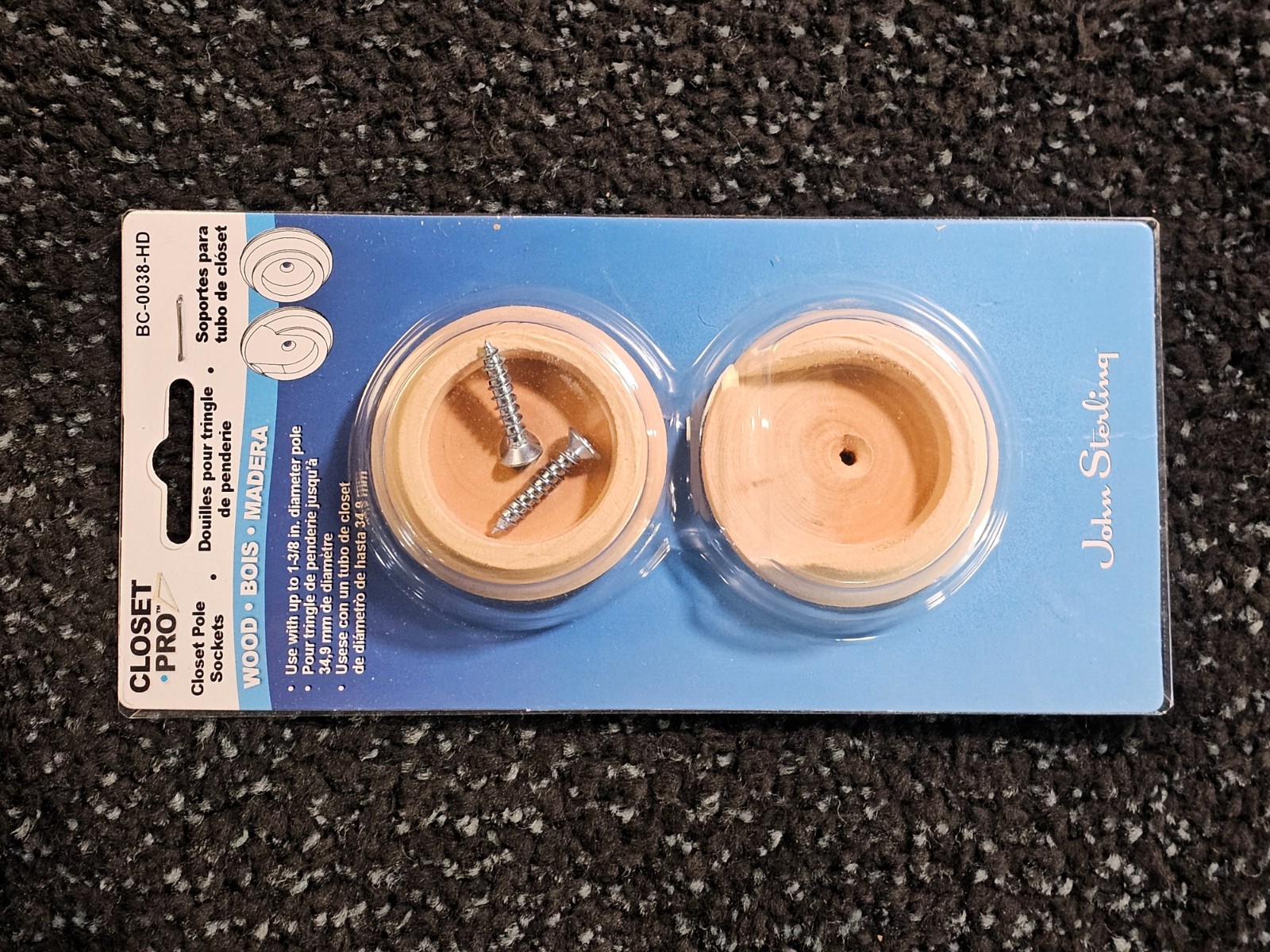 (QTY 10 PAIRS) John Sterling BC-0038-HD 1-3/8″ L X 1-3/8″ D Oak Wood Rod Socket