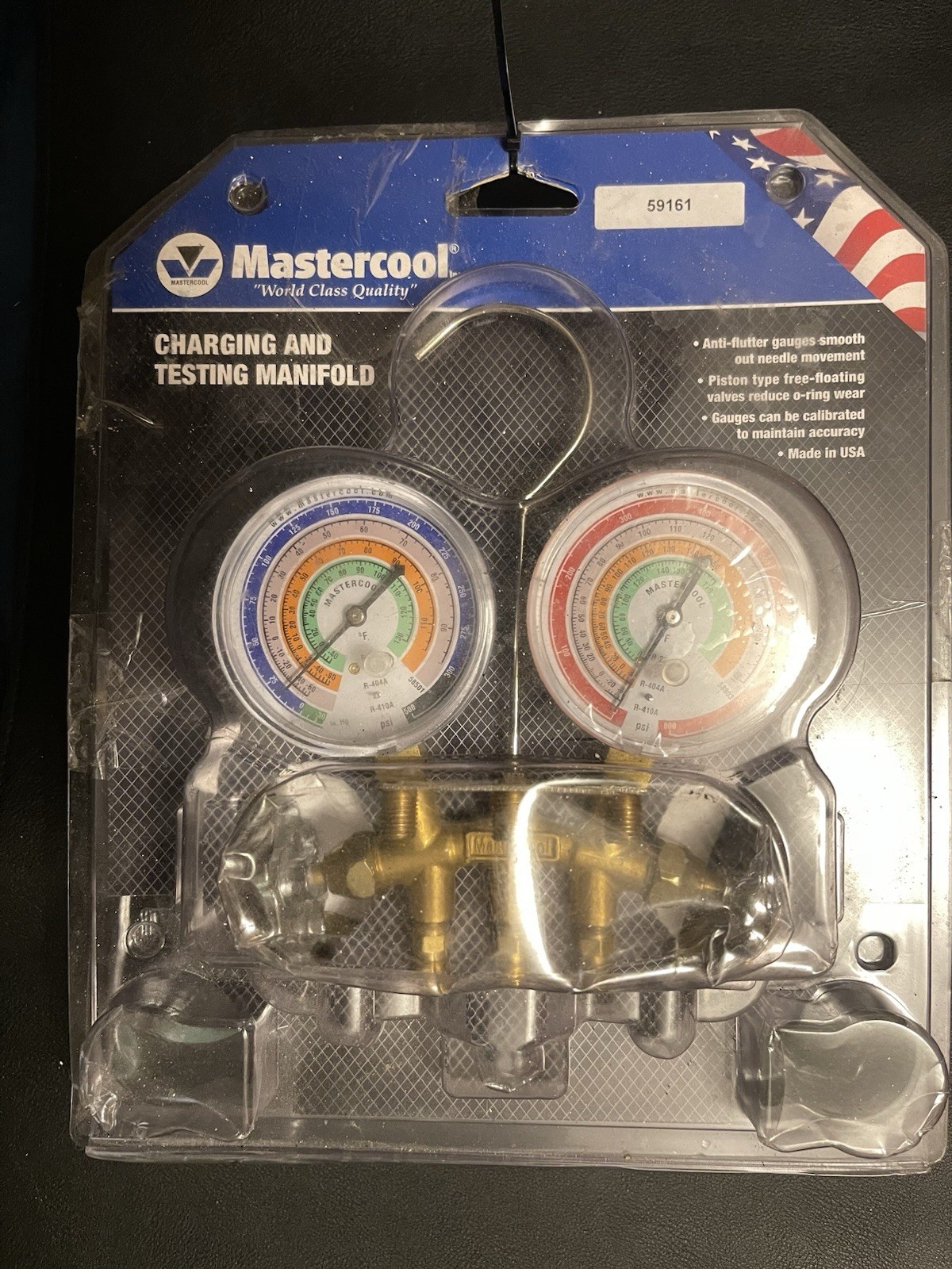 Mastercool 59161 2-Way Heavy Duty Brass Manifold Gauge Set with 3 1/8″ Silico…