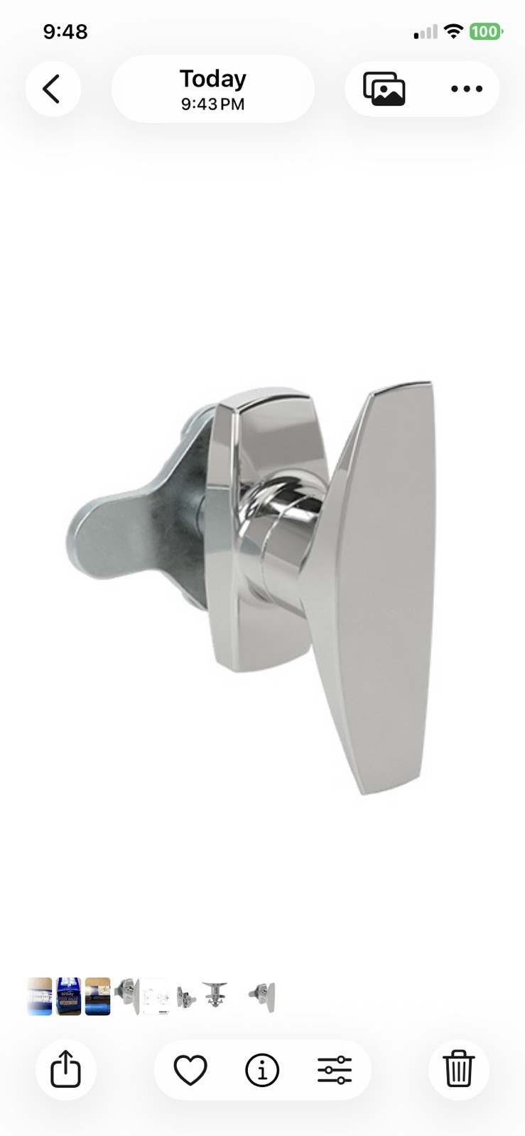 McMaster-Carr 1210A91 T-Handle Cam Latch Counterclockwise Quarter Turn Polished