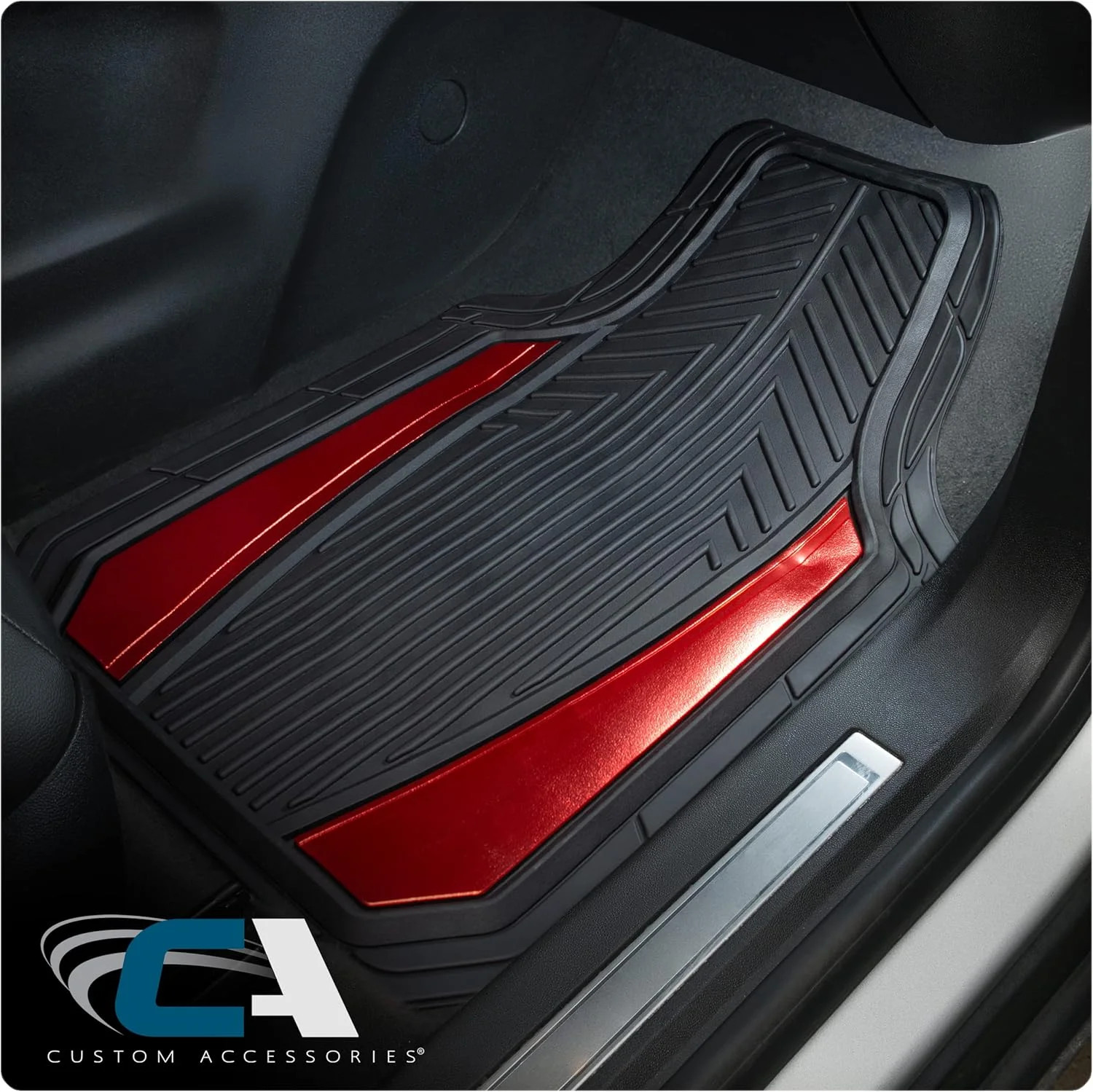 Custom Accessories 4-Piece Anodized Sport Floor Mats, All-Weather Mats for Cars,