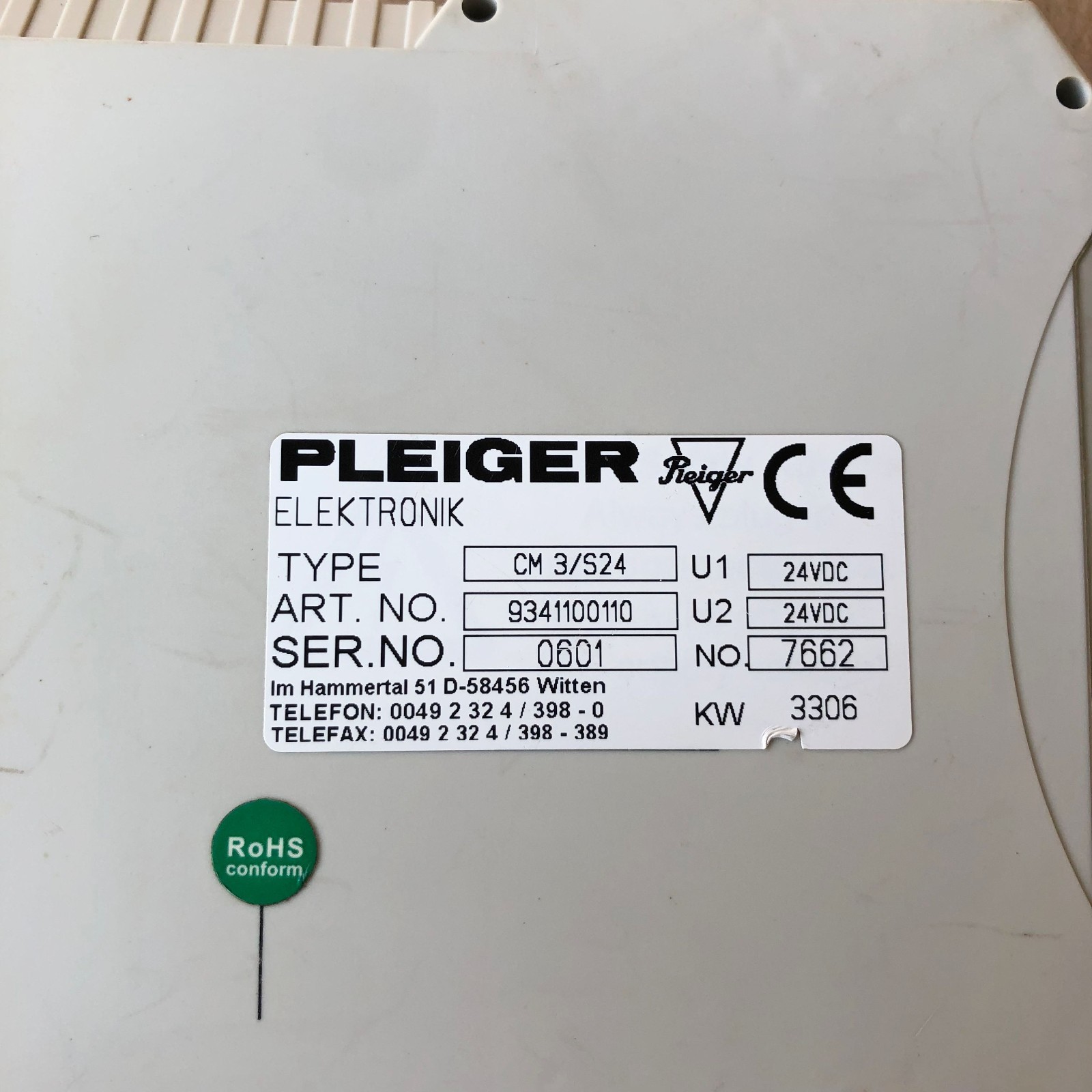 PLEIGER CM 3/S24 CONTROL MODULE