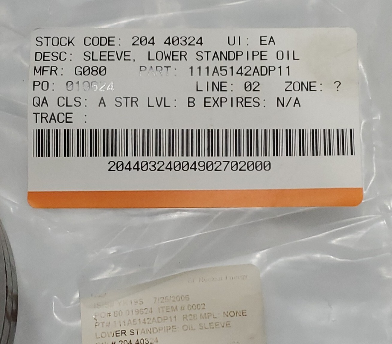 *PREOWNED* GE Nuclear YK19S Lower Standpipe Oil Sleeve 111A5142ADP11 + Warranty!