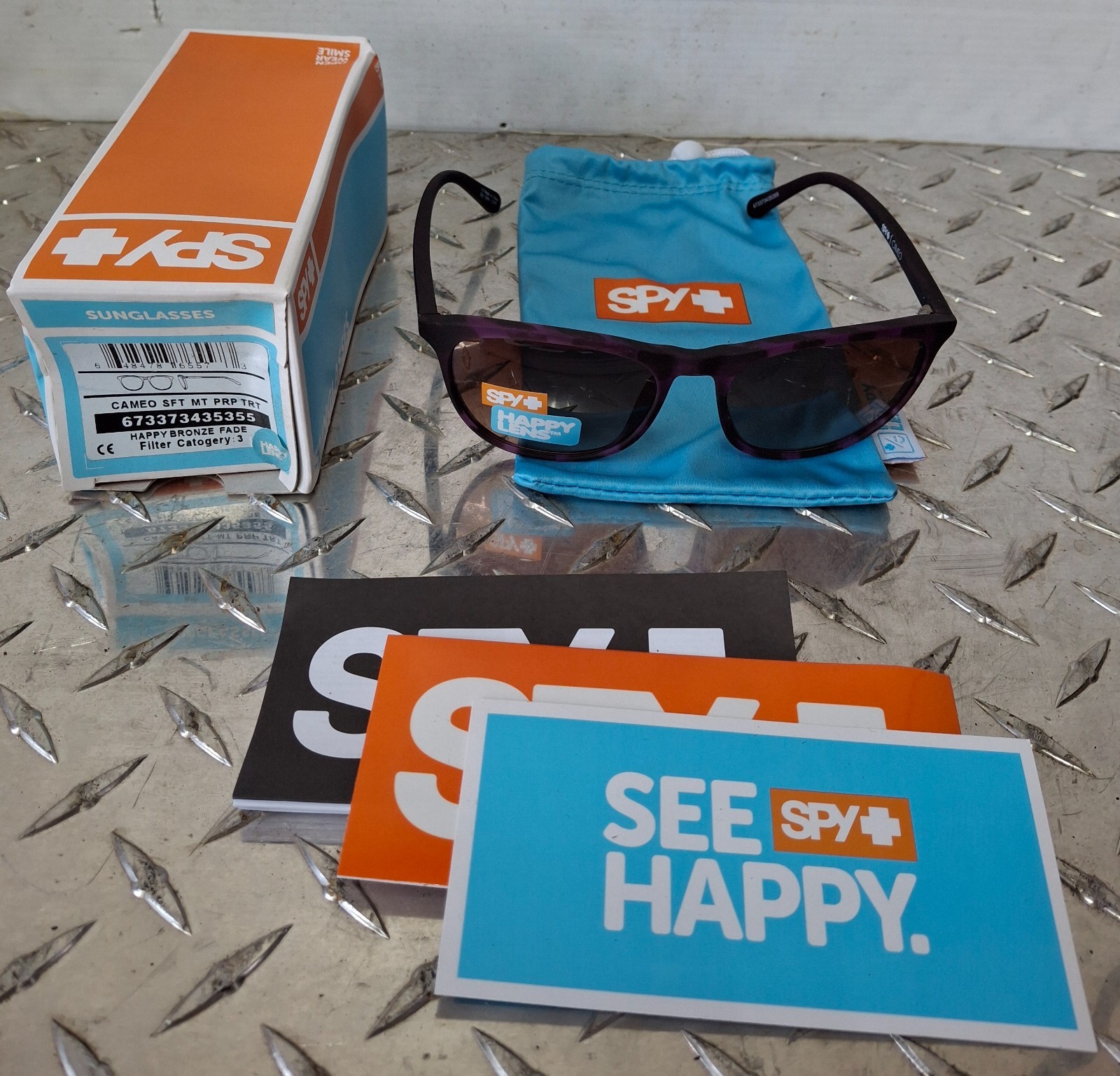 Spy Optic Sunglasses Cameo SFT MT PRP TRT Happy Bronze Fade 673373435355