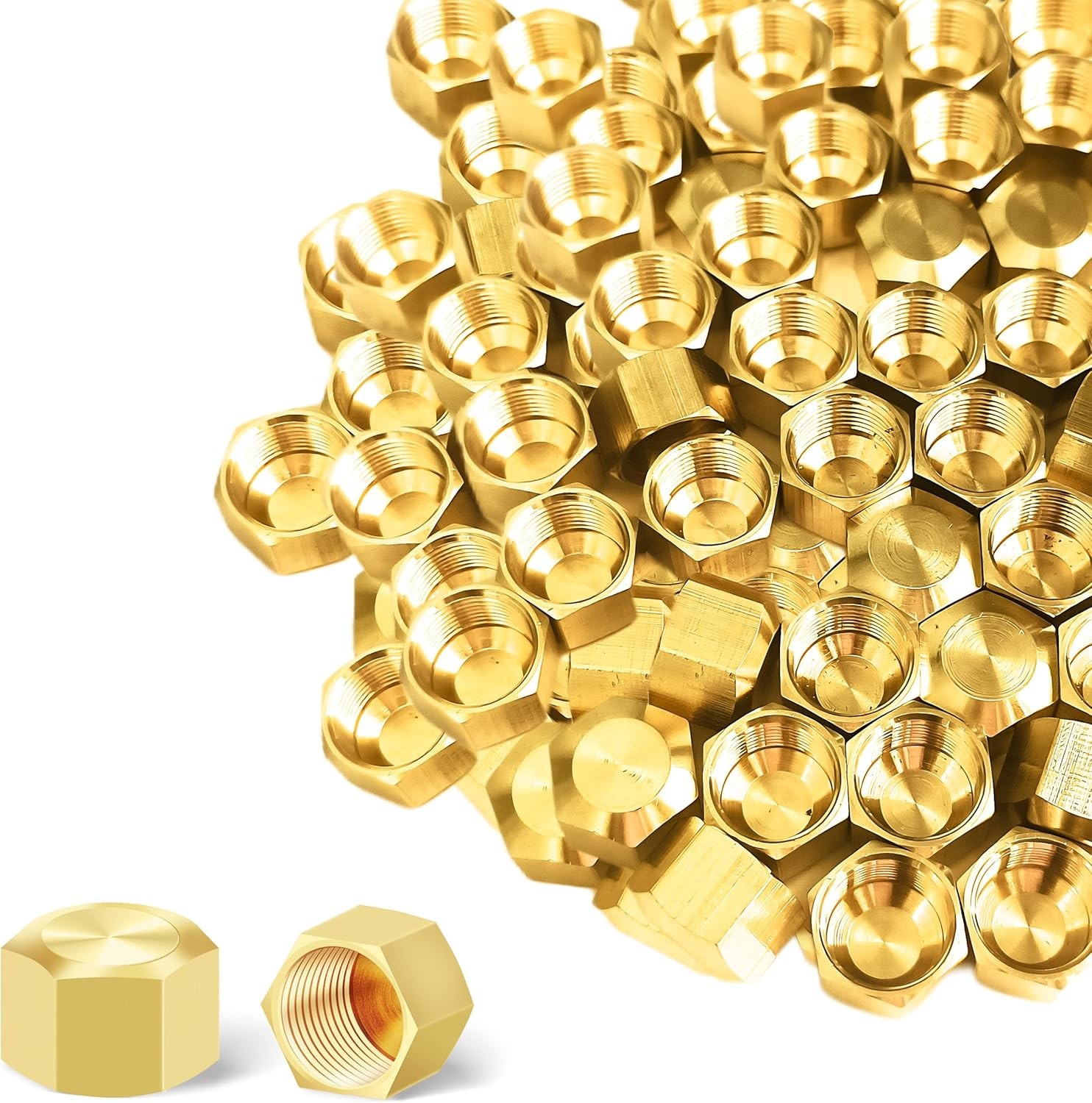 3/8″ Compression Cap 80-Piece Brass Fittings Hex UNEF Thread Stop Valve